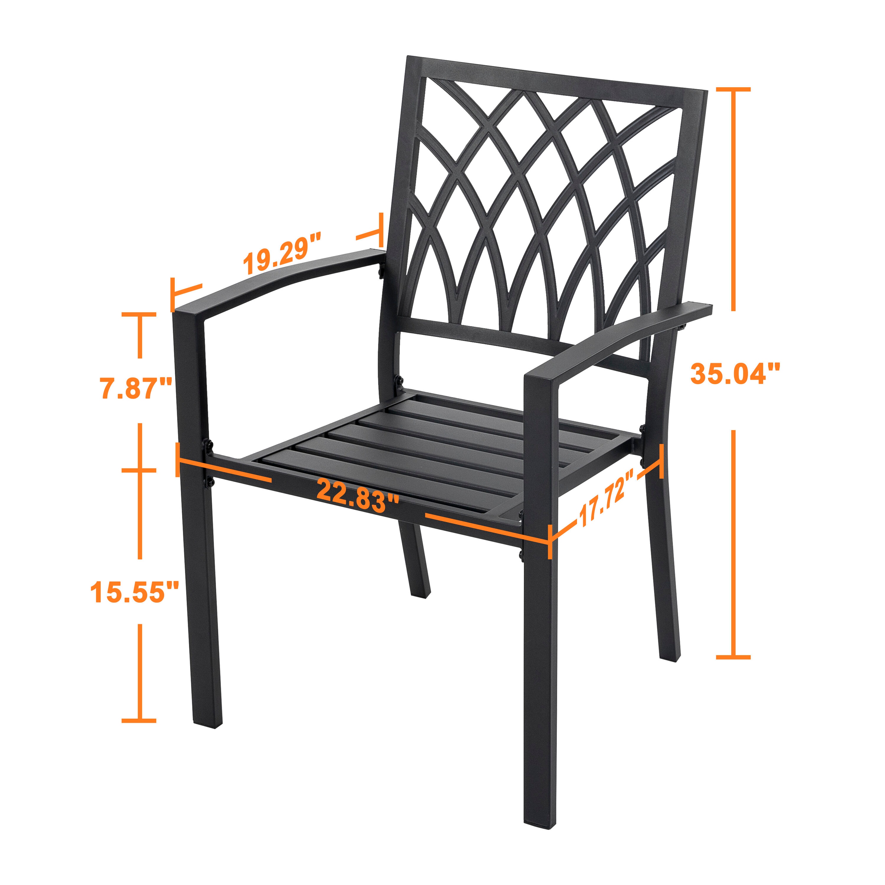 Nuu Garden Patio Chairs Set of 2 Stackable Black Iron Frame Stationary ...