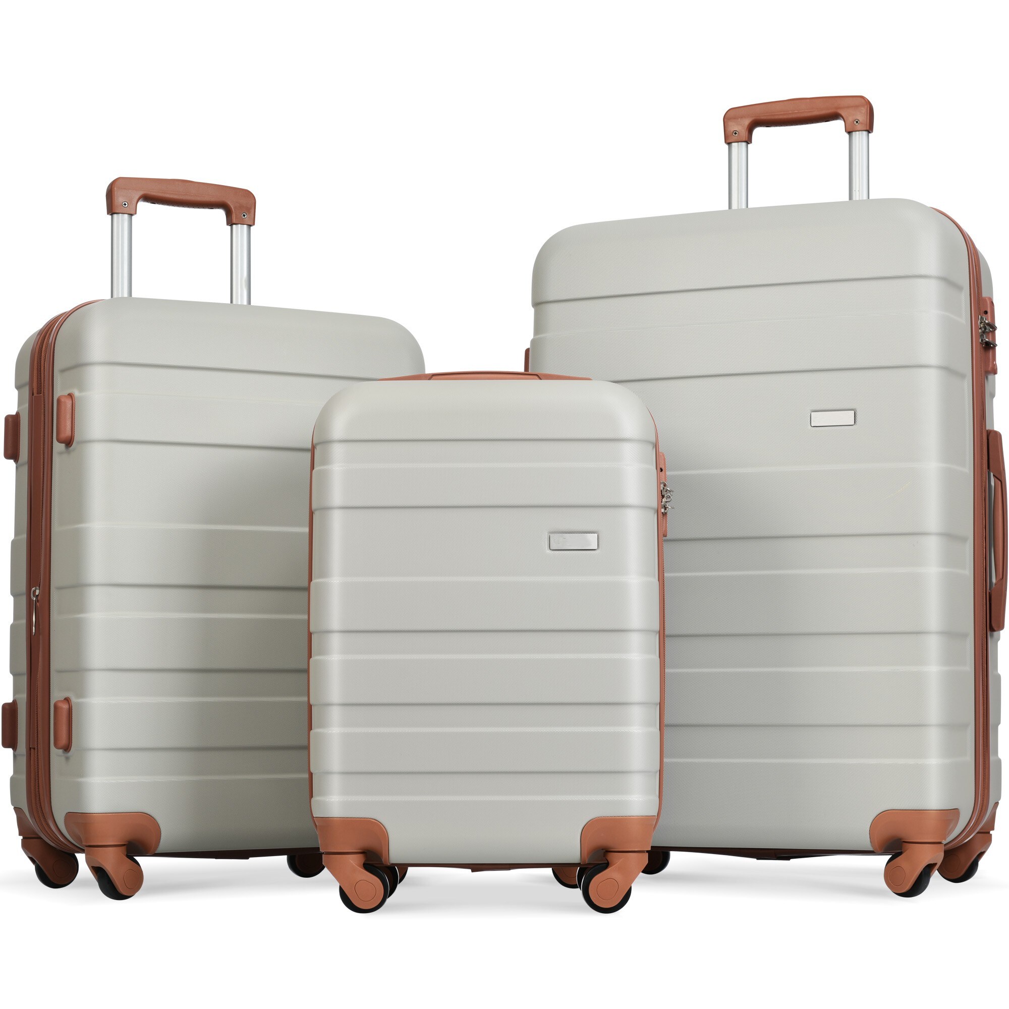 Flynama L-531903AAP 19.6'' x 12'' x 29'' Light Gray Plastic Hardshell Suitcase set