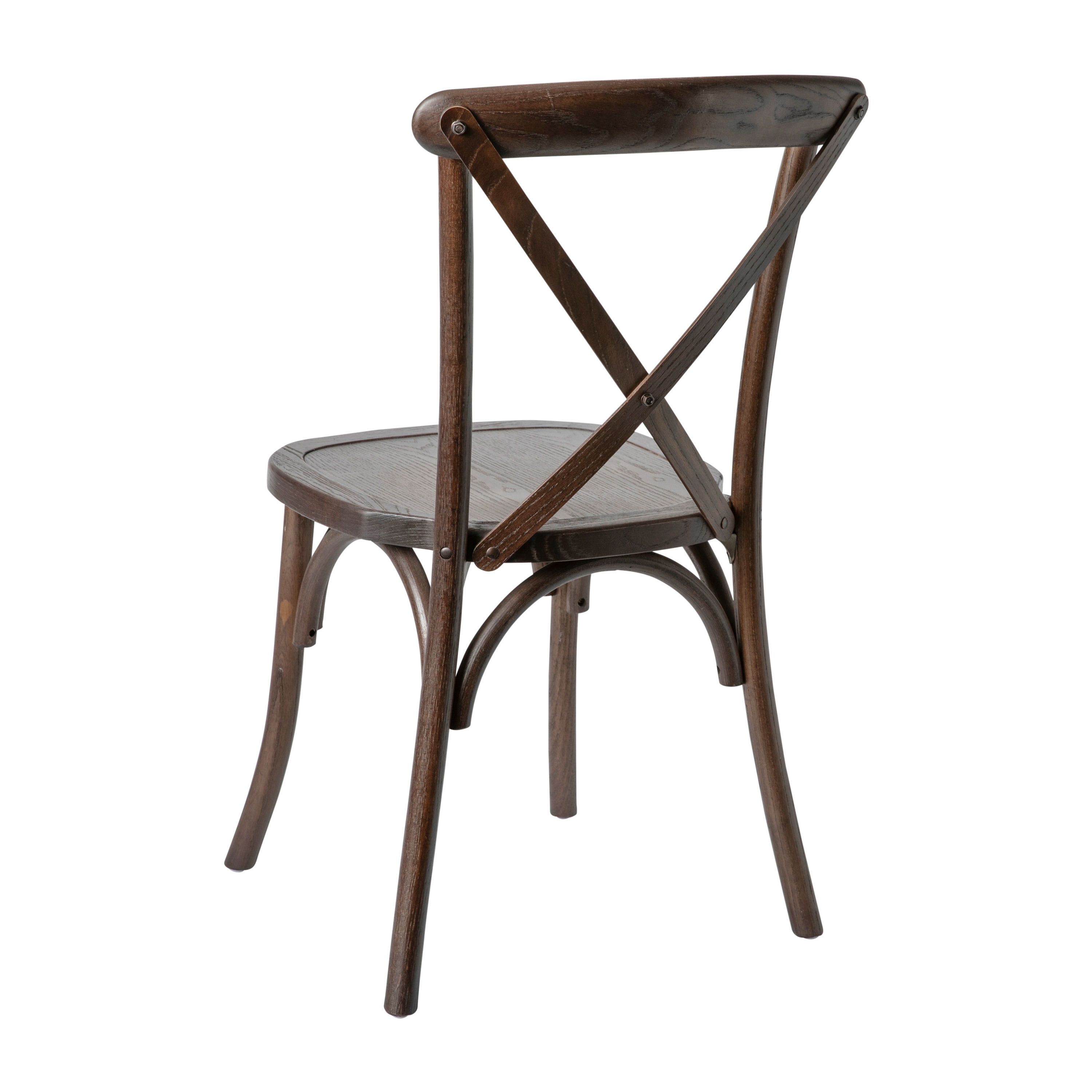Mahogany Wood Cross Back Stackable Side Chair