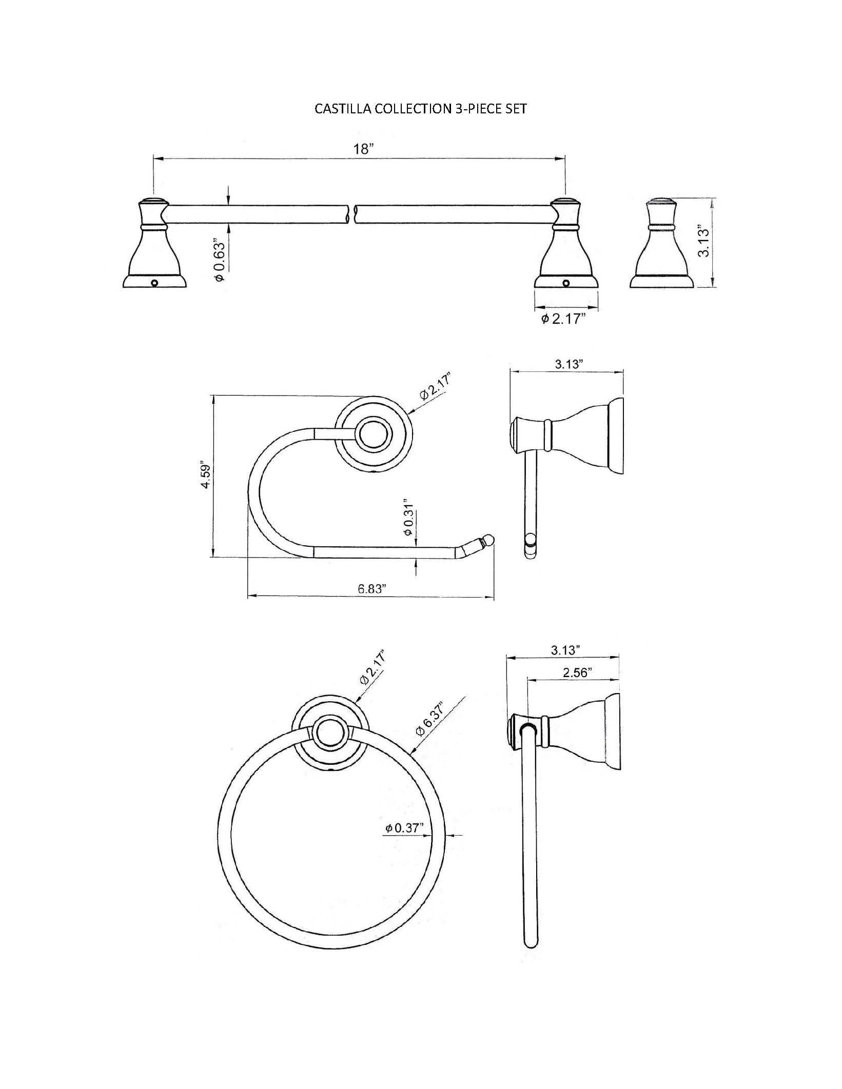 Castilla Oil Rubbed Bronze 3-Piece Bathroom Hardware Set