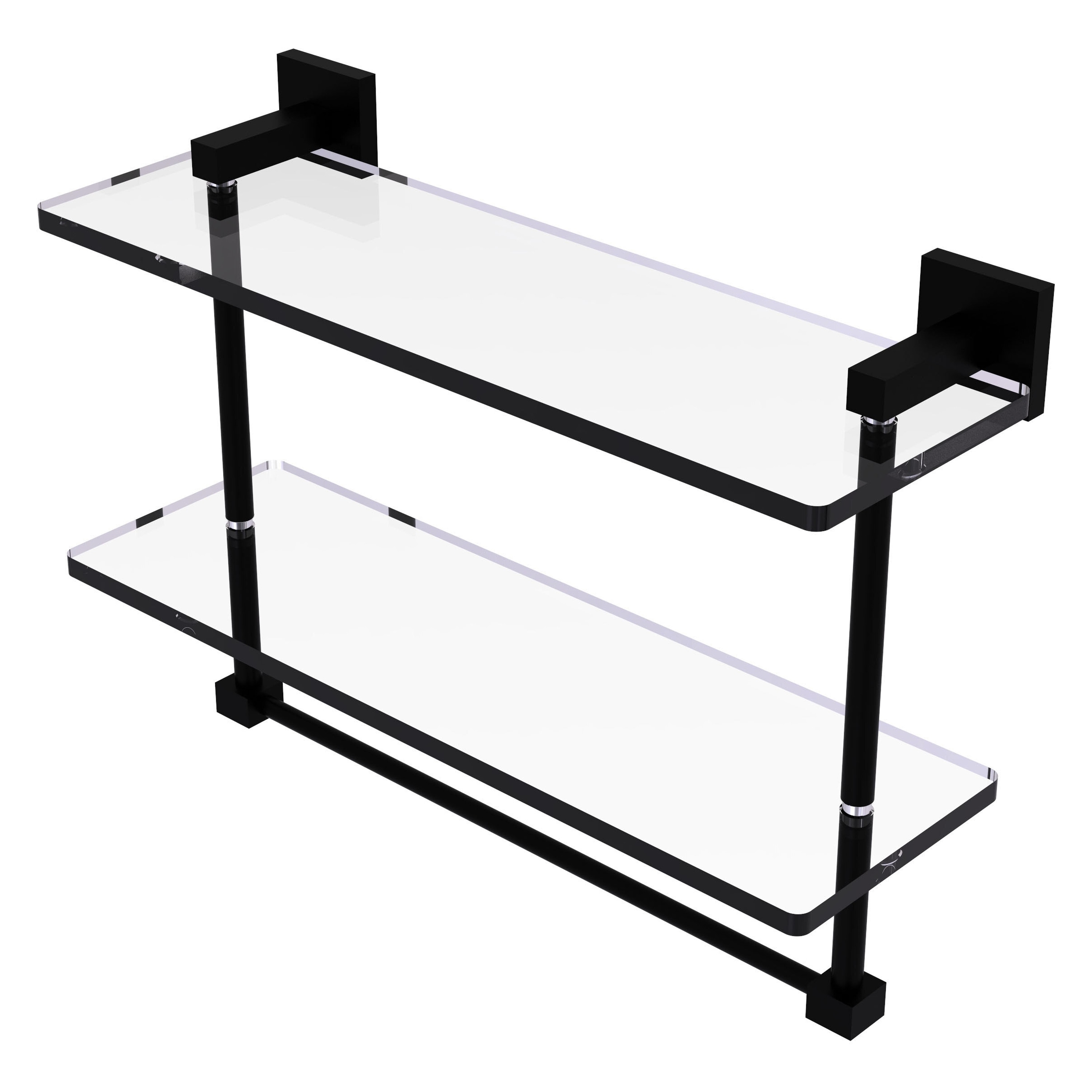 Allied Brass MT-2-16TB-BKM Montero Matte Black 2 -Tier Wall mount Bathroom Shelf ( 16-in x 11.7-in x 5-in )