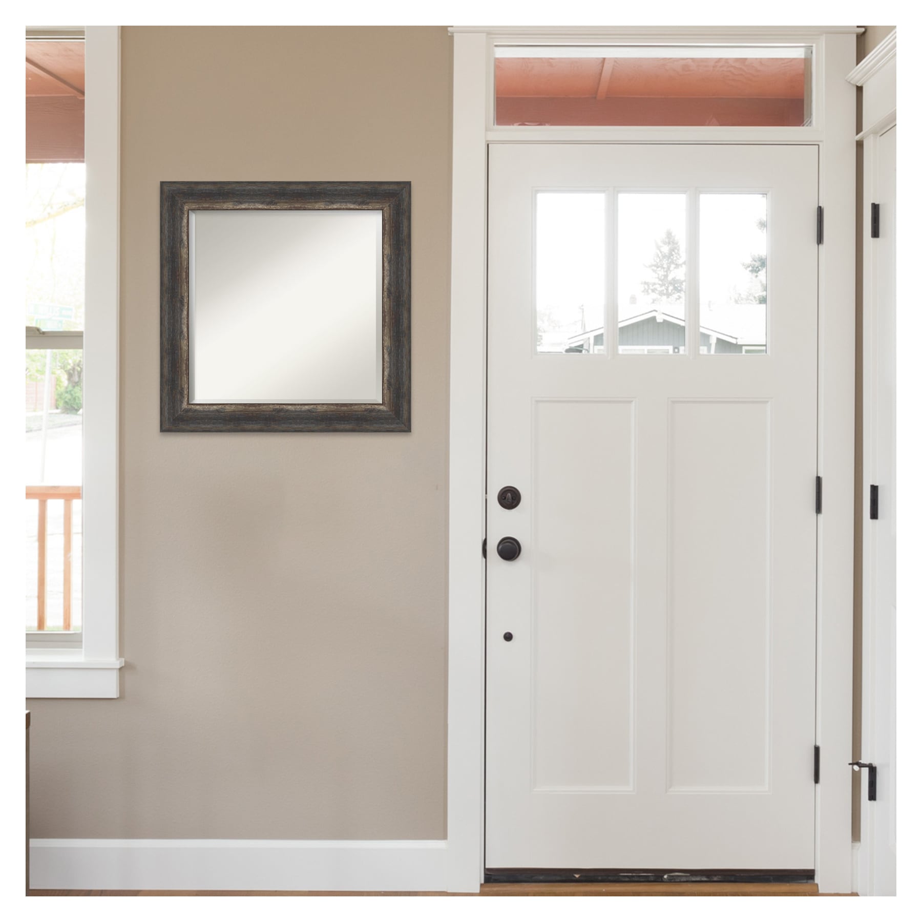 Bronze and Wood Full Length Rectangular Wall Mirror