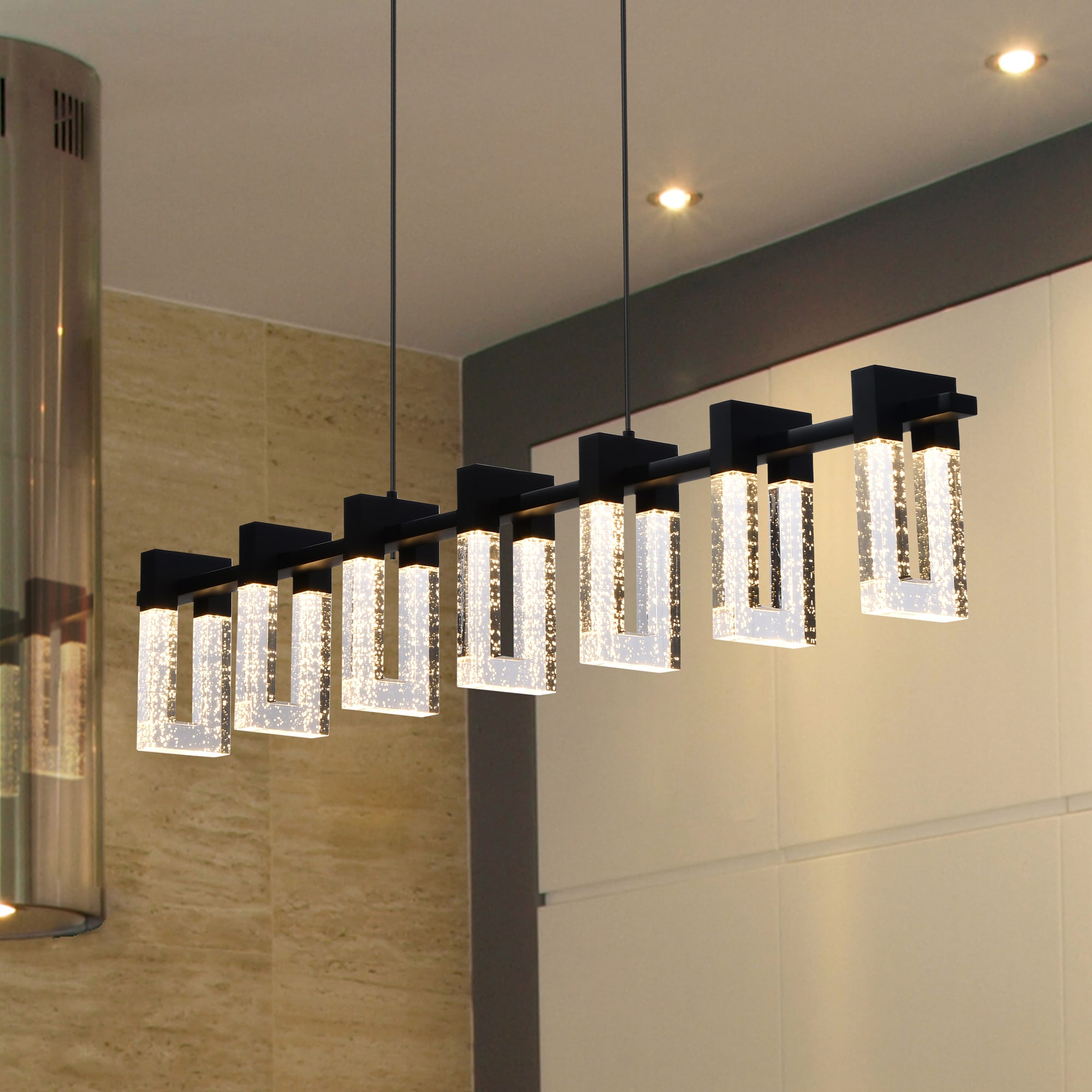 Sorrento Black Crystal Bubble Effect 40-inch LED Linear Chandelier