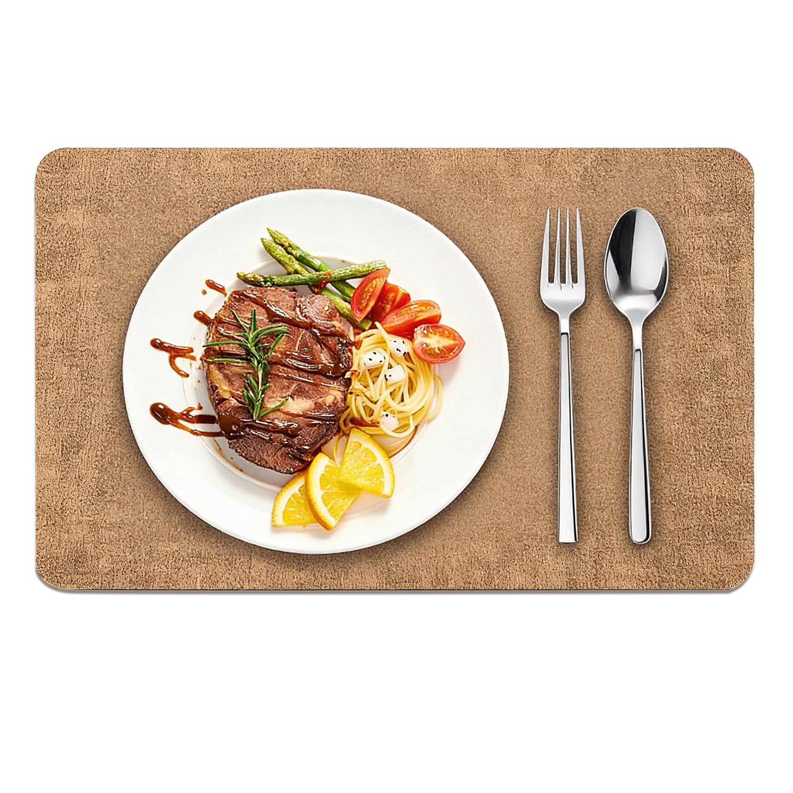 Garvee Modern Brown Faux Leather Placemats Dining Table Mats for Kitchen Dining Table Parties Set of 12