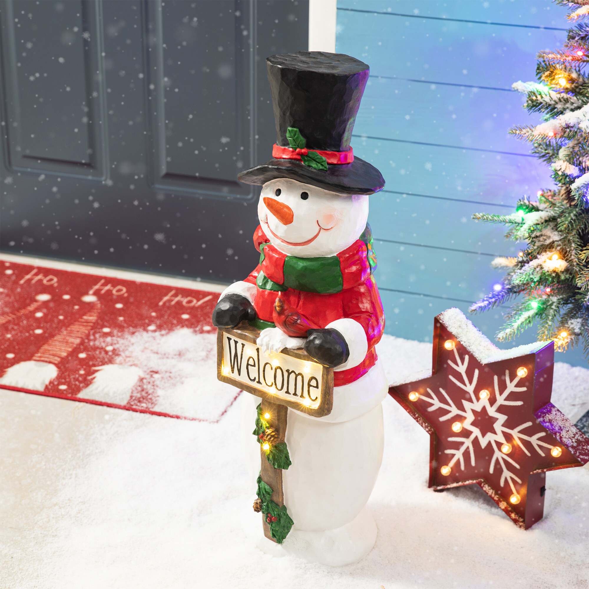 Glitzhome 29.25-in Snowman Free Standing Decoration with White LED ...