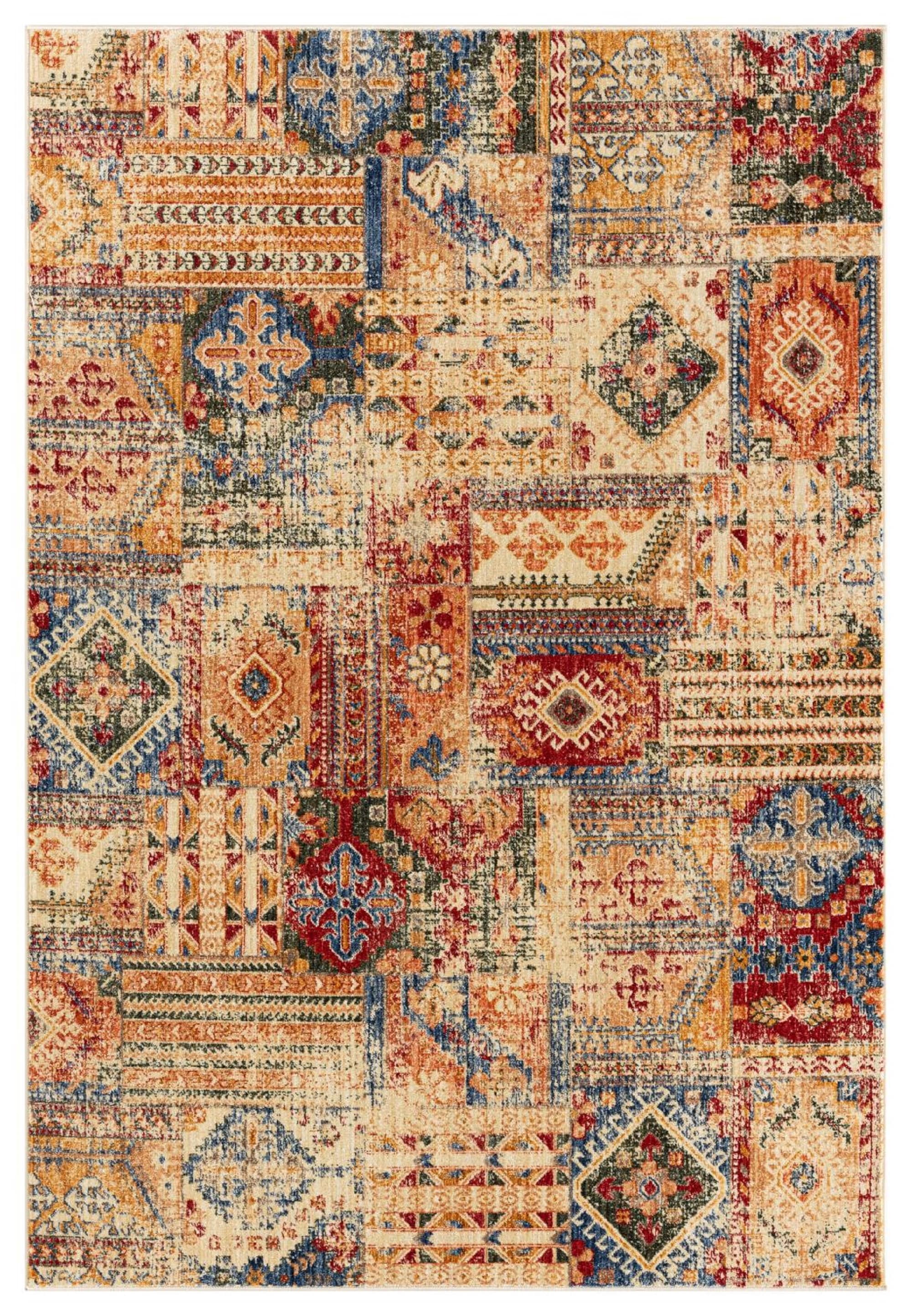 Heriz 8 x 11 Blue Abstract Synthetic Rectangular Rug