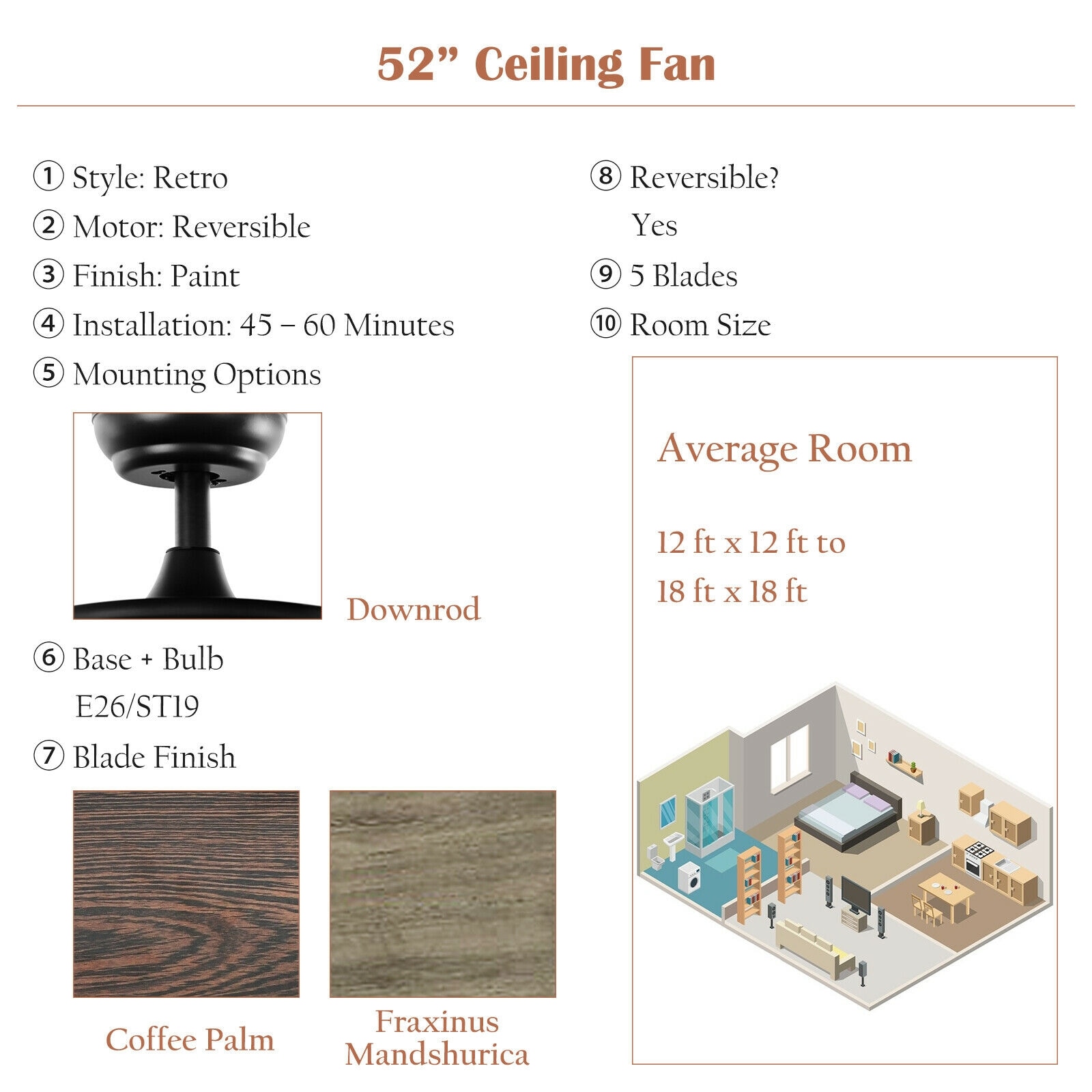 Forclover WYL2-C5265BK Ceiling-Fans - View #7
