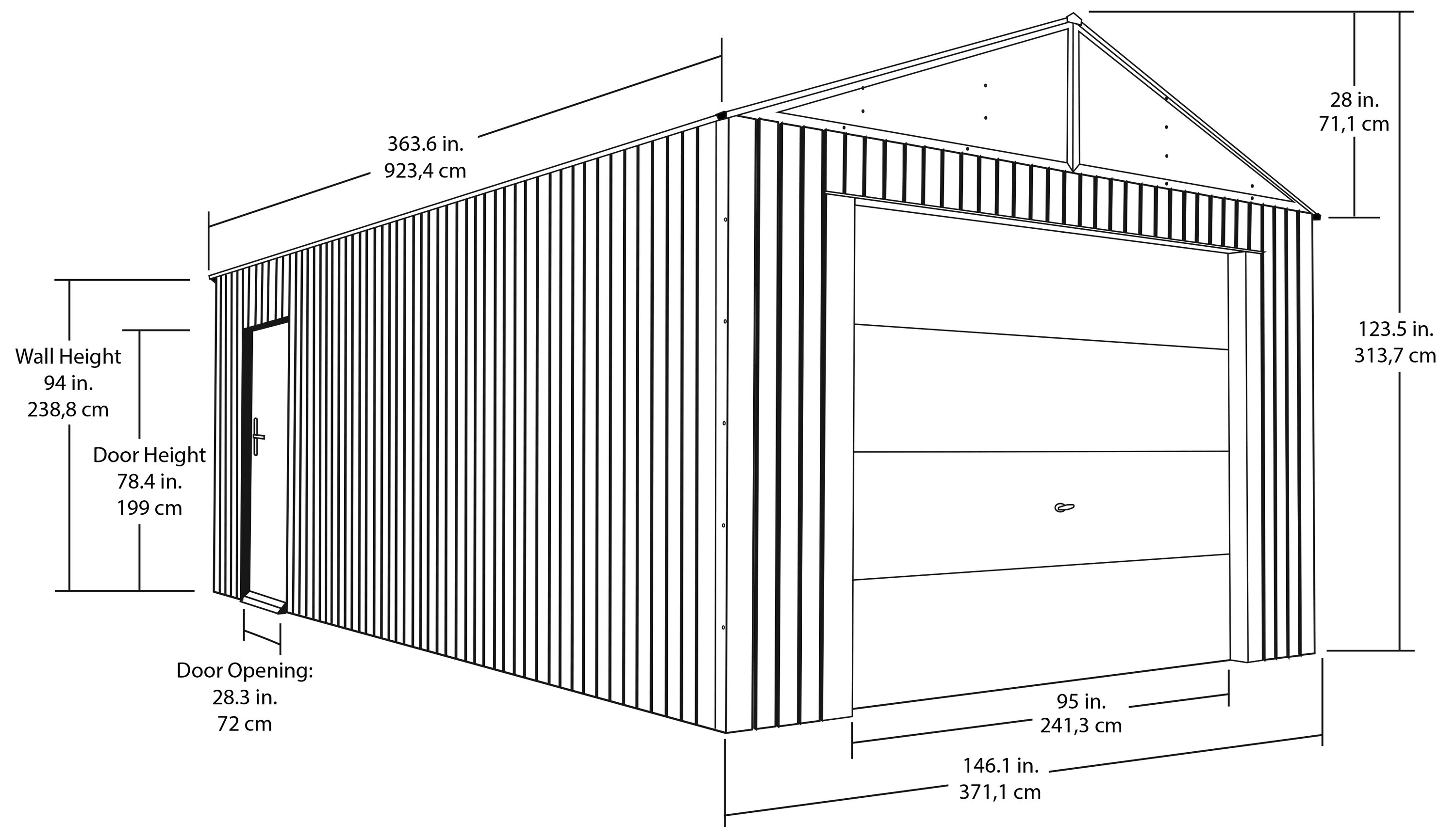 Arrow 12-ft x 24-ft Metal Single Car Garage Building