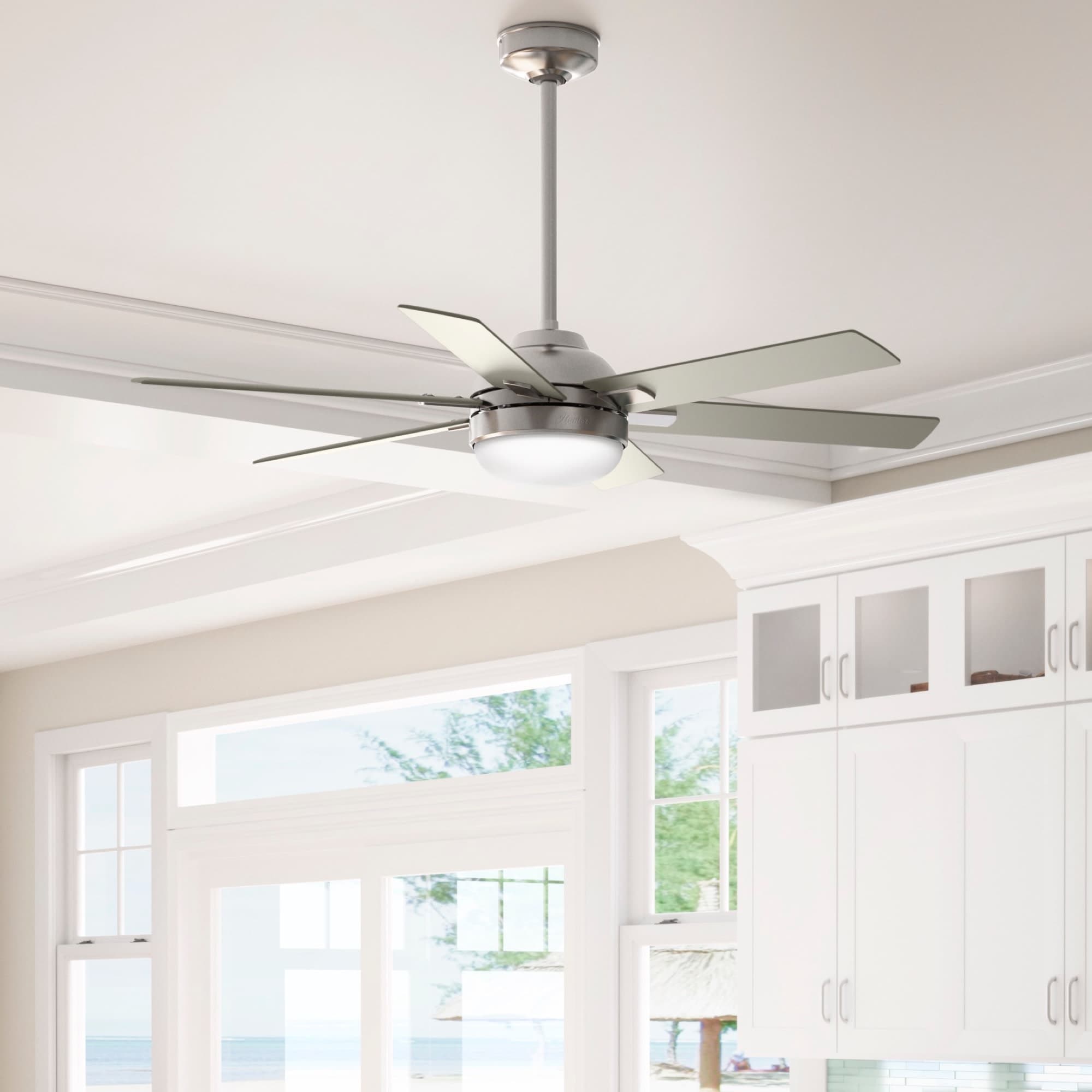 Hunter Hardaway 52-in Brushed Nickel Indoor Ceiling Fan With Light And 