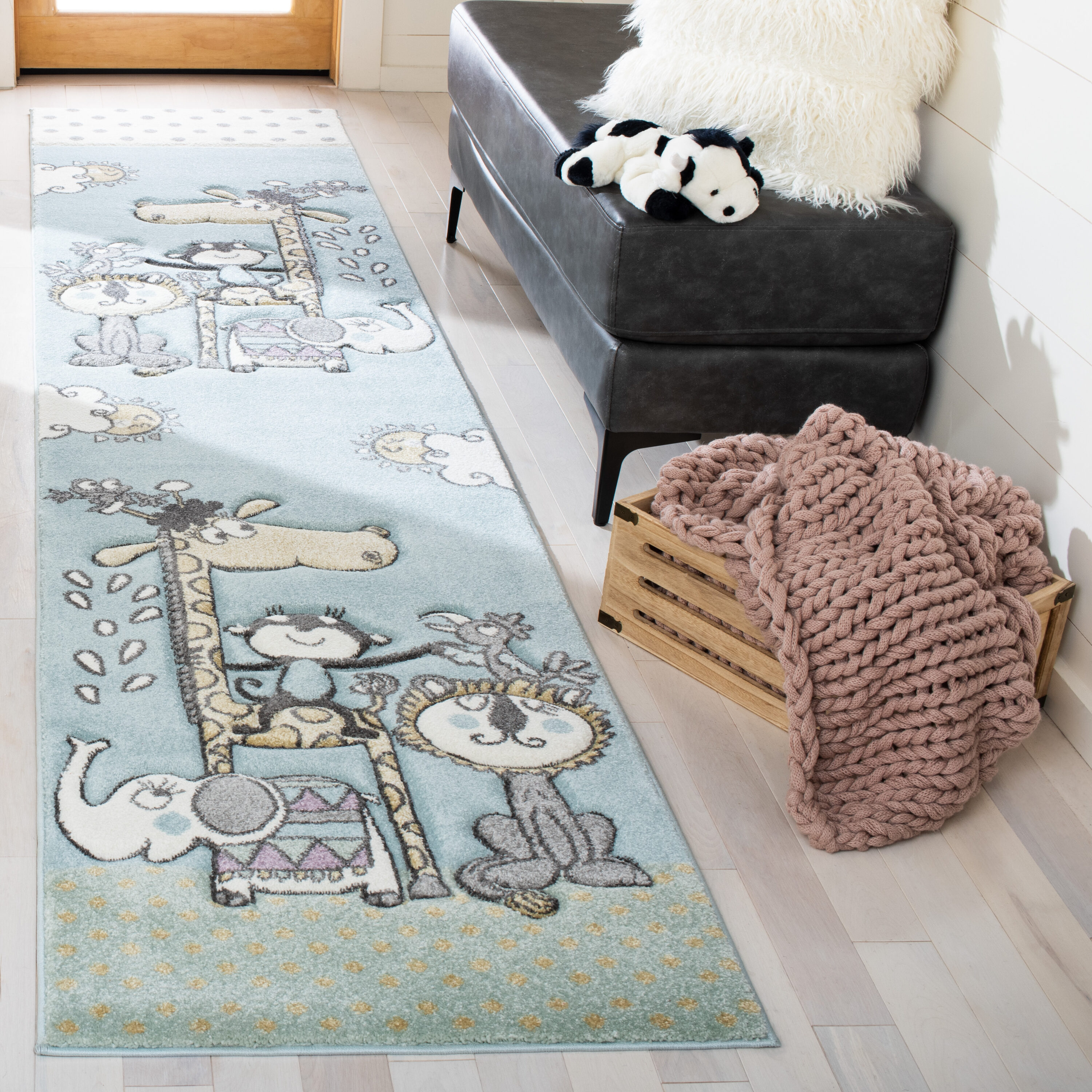 Carousel Kids 185A Ivory/Blue 2ft-3in x 10ft Runner Rug