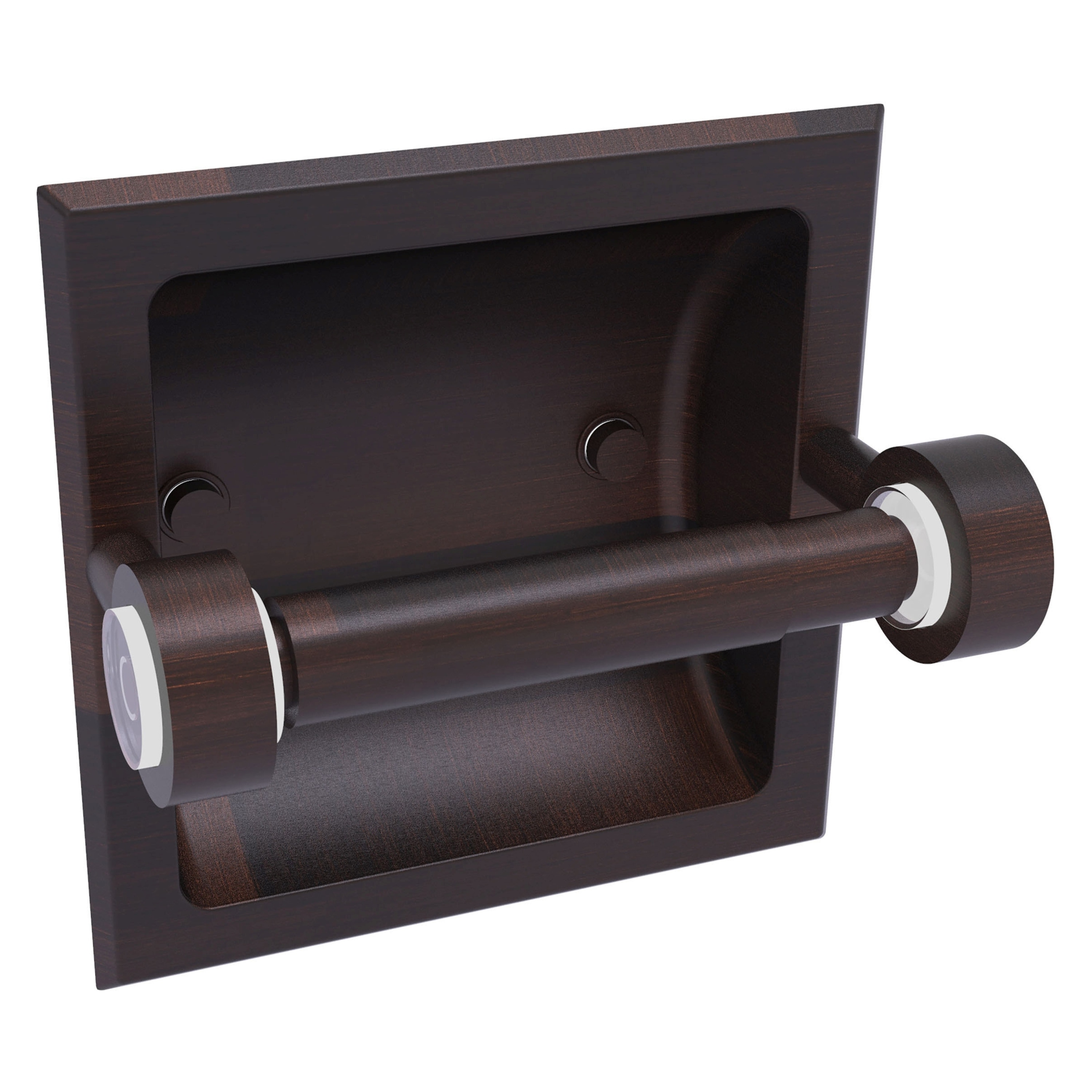 Allied Brass CV-24C-VB Clearview Venetian Bronze Recessed Double post Toilet Paper Holder 1 -Rolls with Storage
