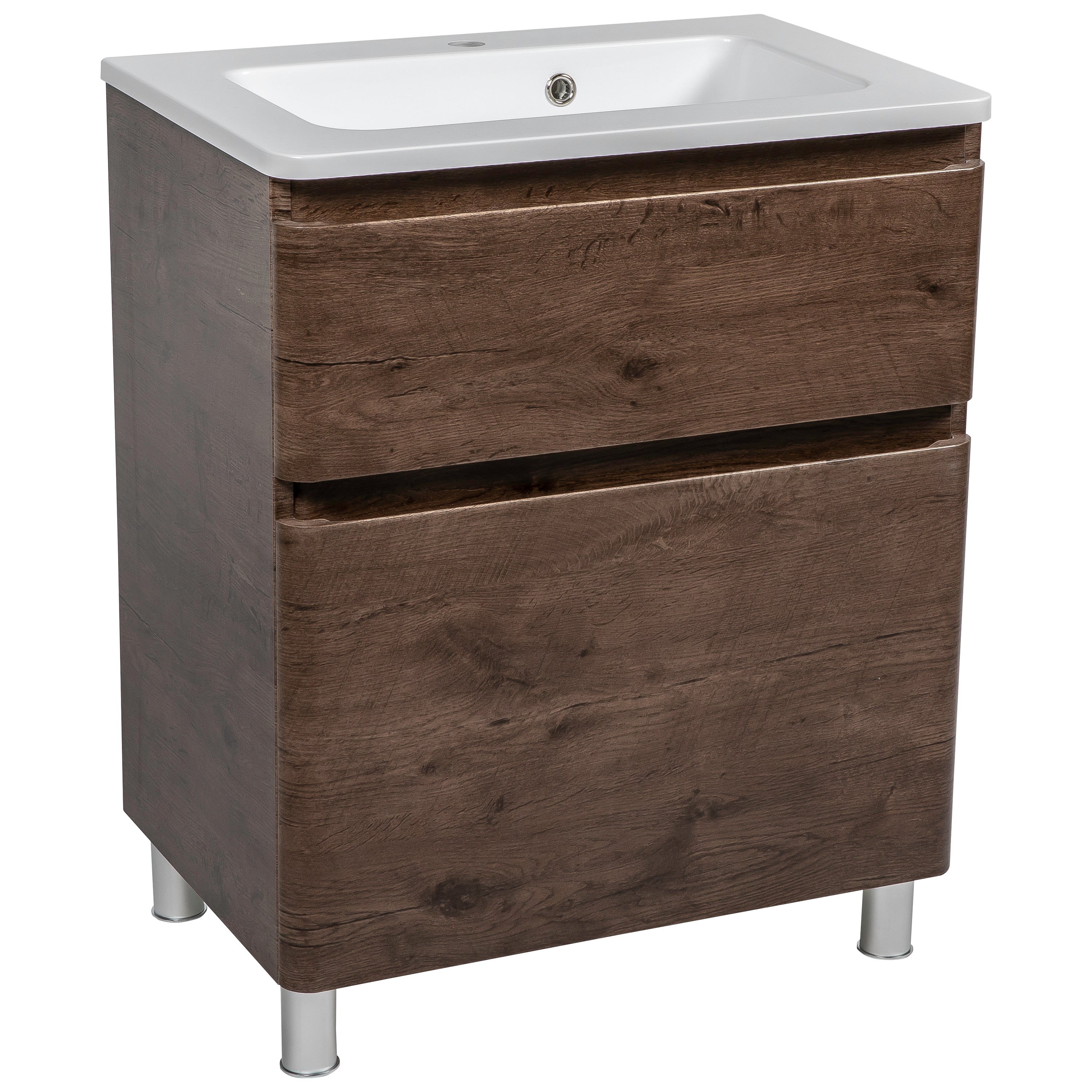 Bath Oasis Modern Free Standing Bathroom Vanity with Washbasin - Comfort Rosewood Collection - Non-Toxic Fire-Resistant MDF-64 (32+32)-Omega Collection R-line 40