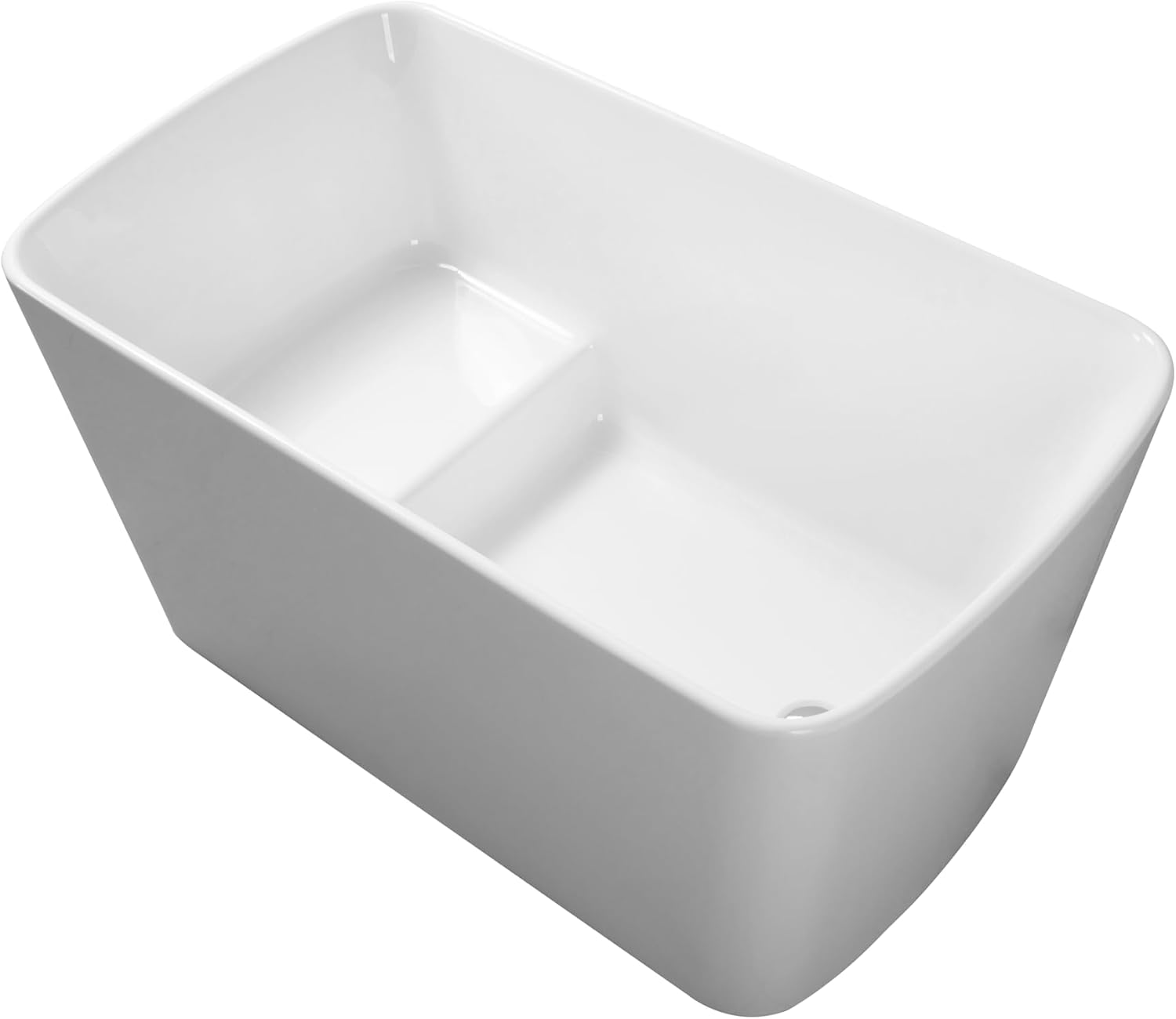 WhizMax PHO158VCZUO 49 inch Acrylic Freestanding Soaking Bathtub Matte Drain Black Overflow Modern Design Tub for Home Bathroom Renovations Glossy White
