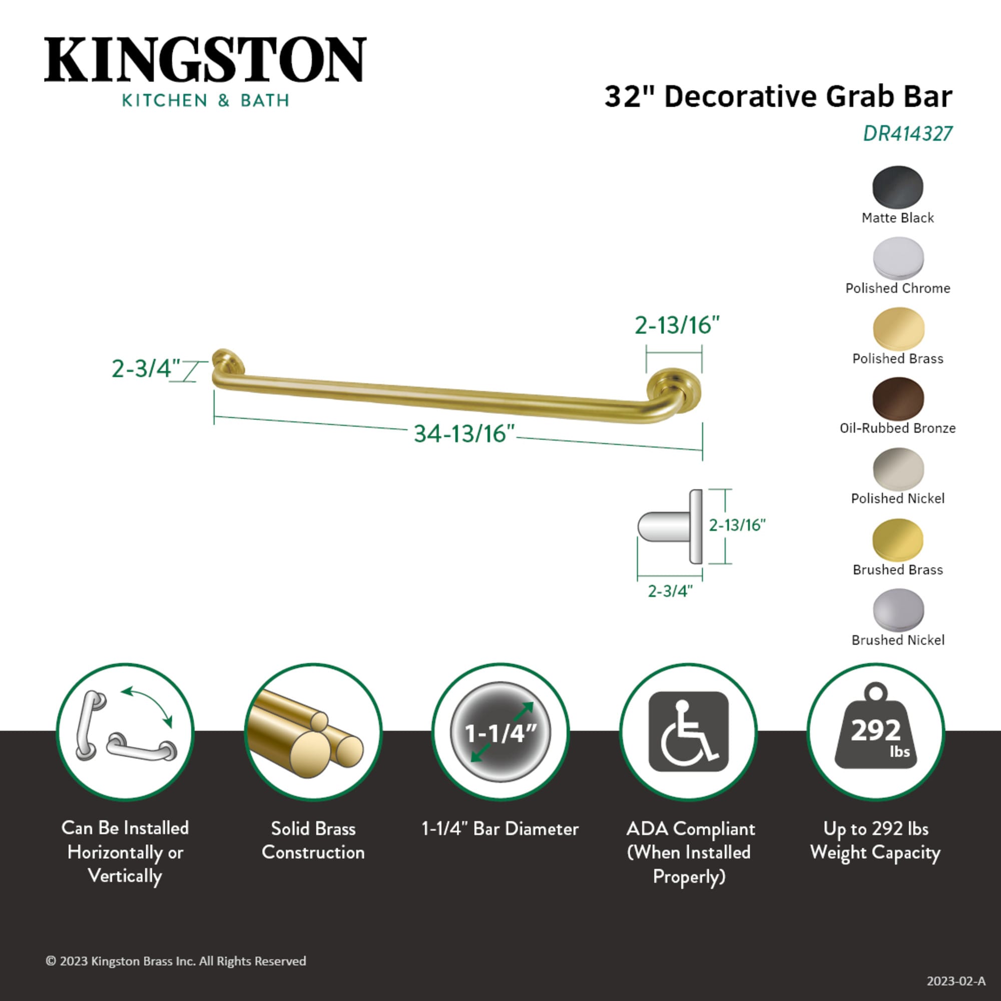 Kingston Brass WLDR414320 Grab-Bars - View #2