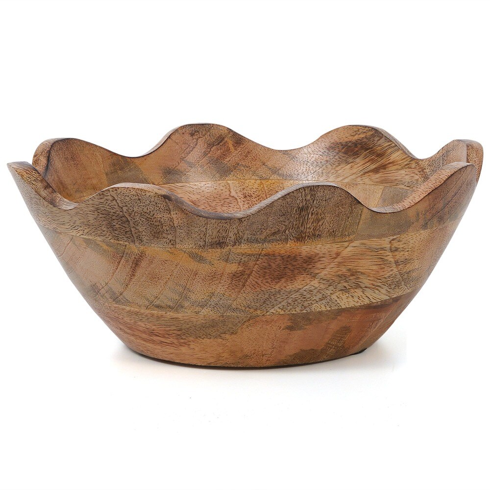 Mela Artisans Scalloped Mangowood Bowl