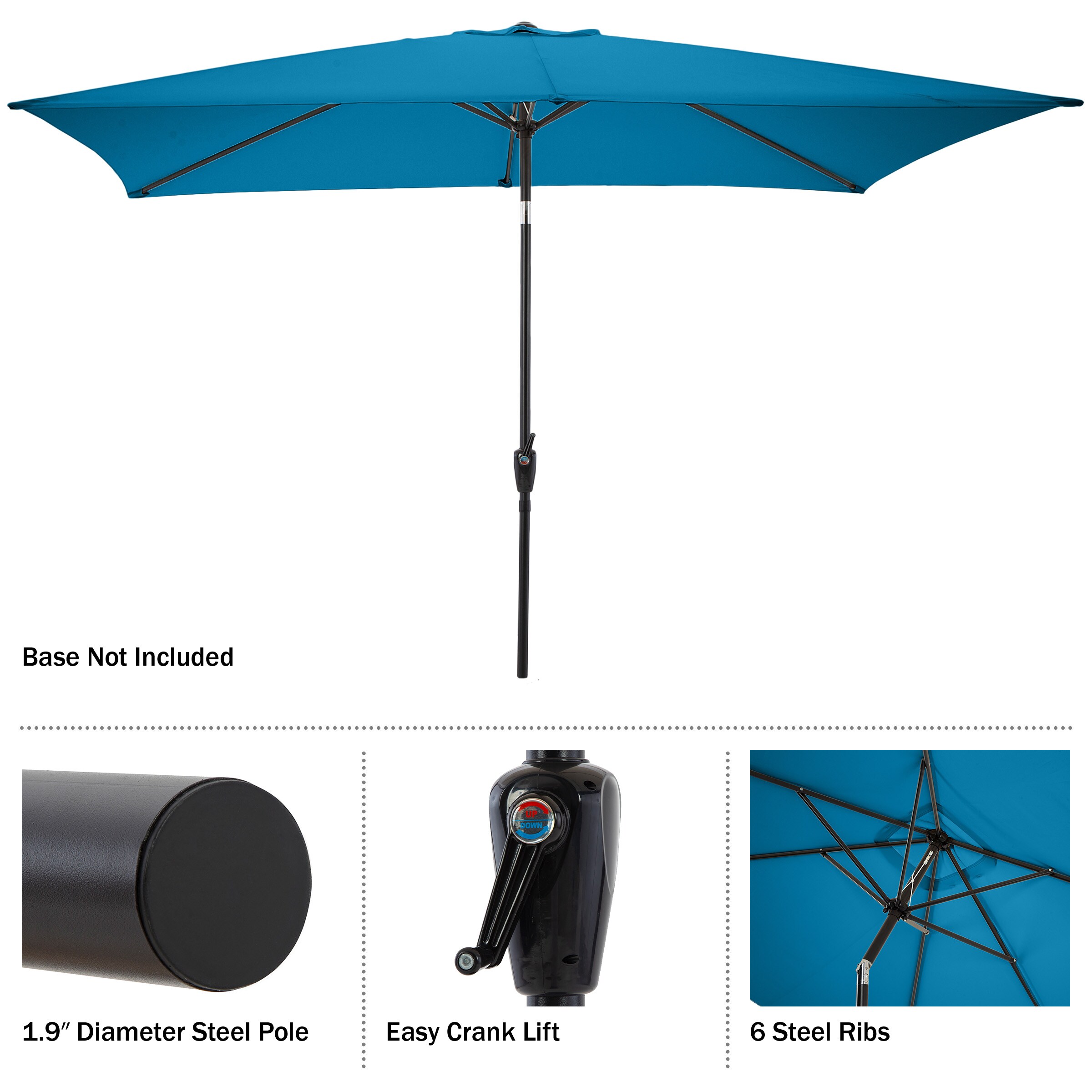 Pure Garden 6.3-ft Steel Blue Push-button Tilt Market Patio Umbrella 50 ...