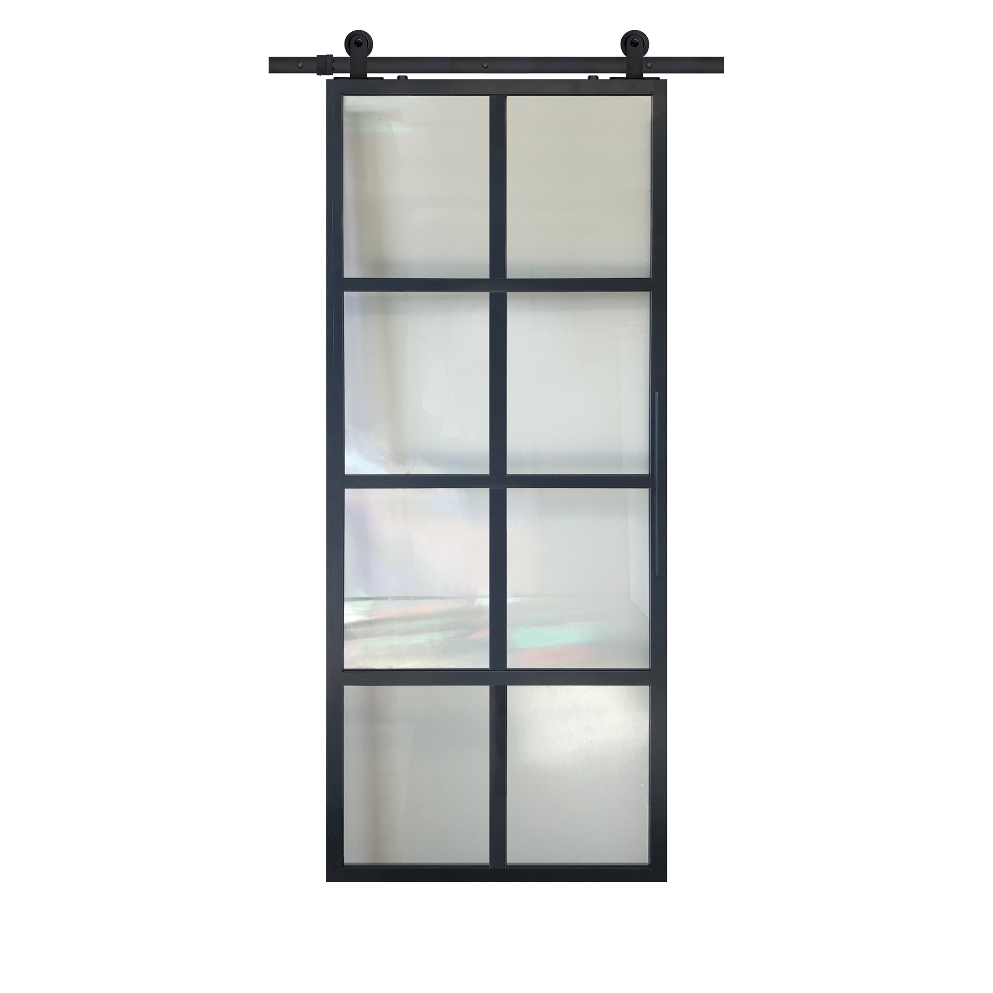 Barndoorz 42 In X 96 In Black Clear Glass Barn Door Hardware Included In The Barn Doors