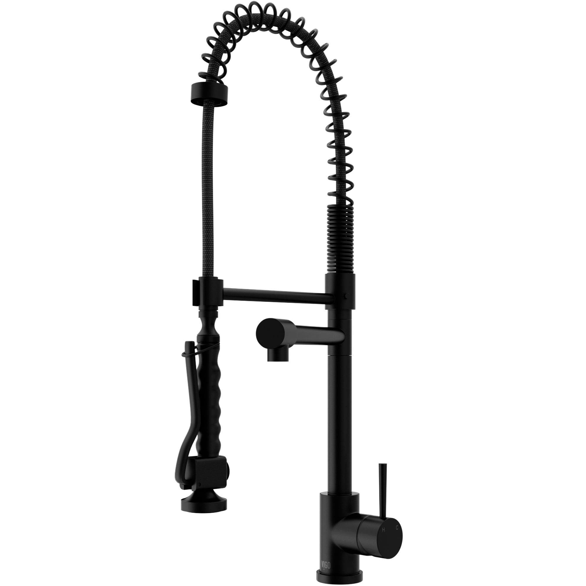 VIGO VG02007MB Zurich Matte black Single Handle Deck-mount Pull-down Kitchen Faucet with Sprayer