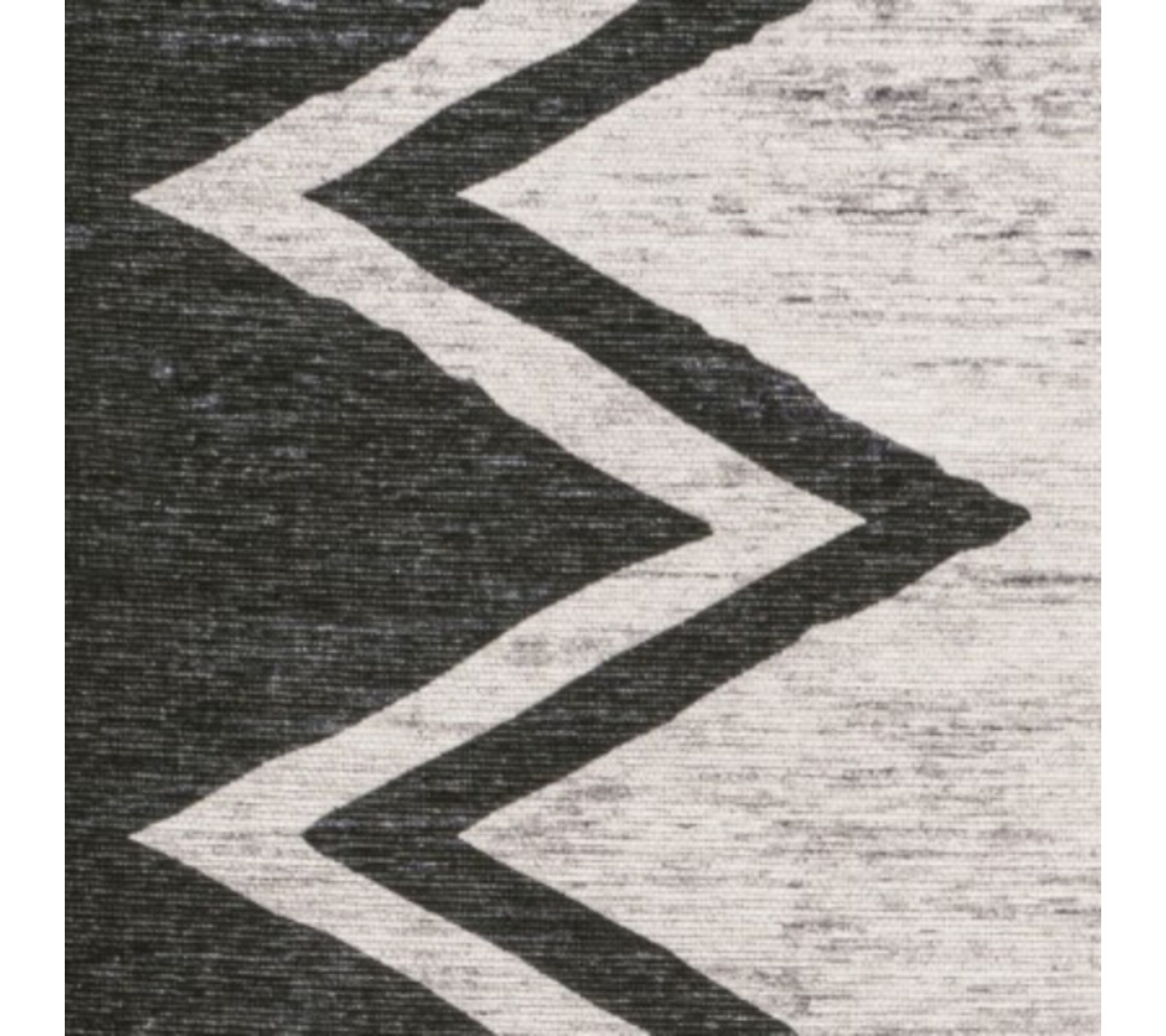 Ivory and Black Geometric Chevron Washable Area Rug 3' x 5'