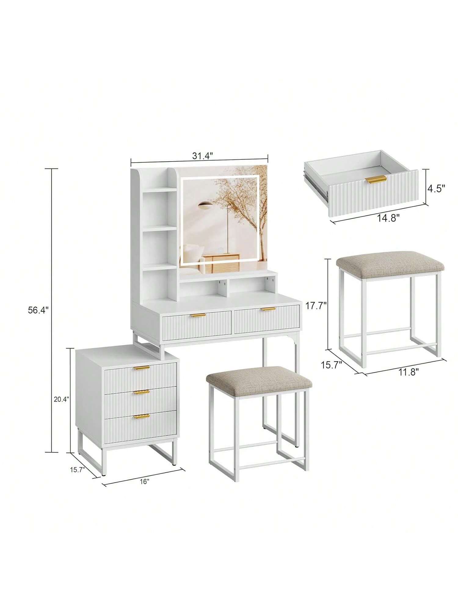 Qeetex PHO-14UL4TP6-HF4 Bedroom-Vanities - View #6
