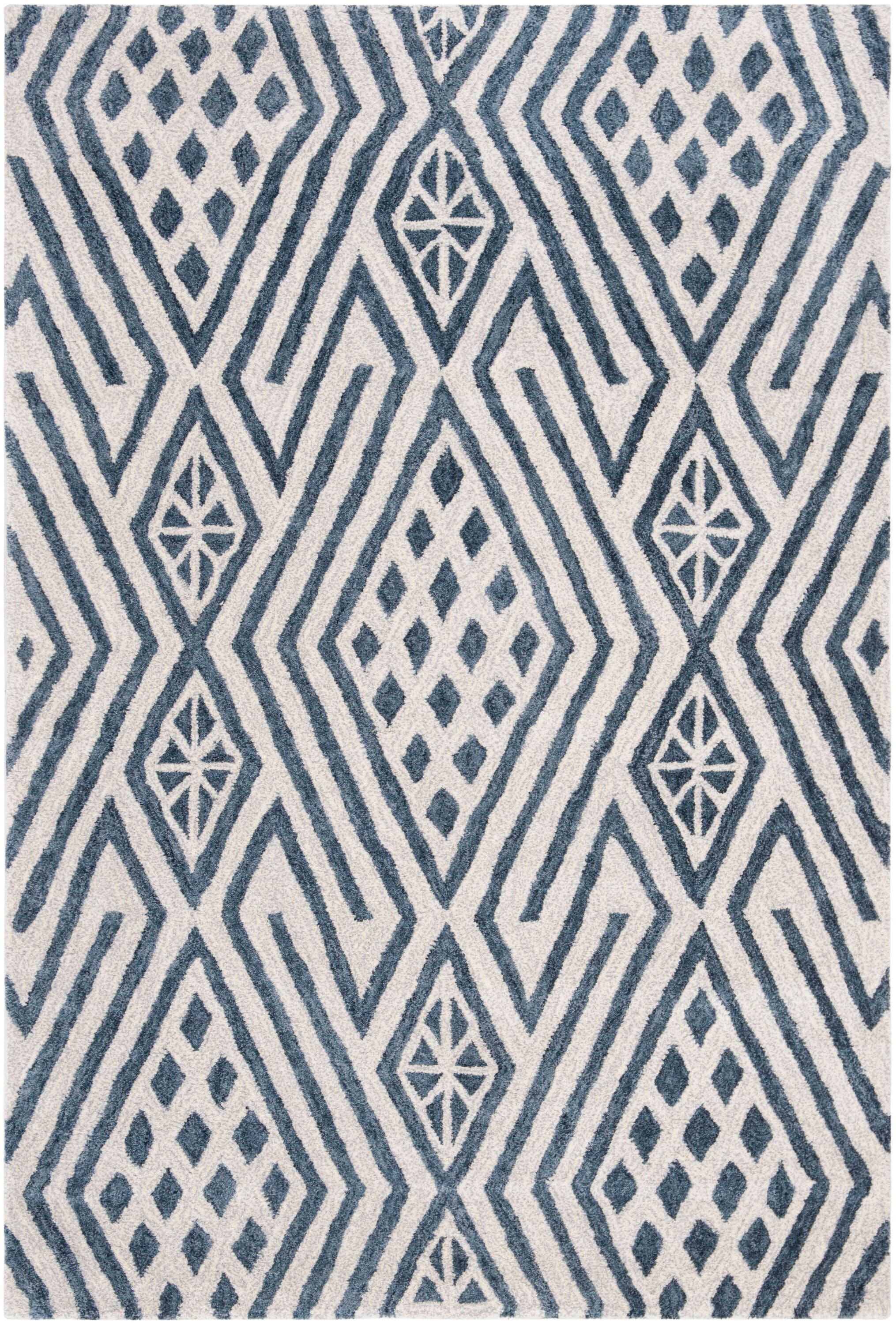 Artisan Blue Wool 4' x 6' Hand-Tufted Rectangular Area Rug