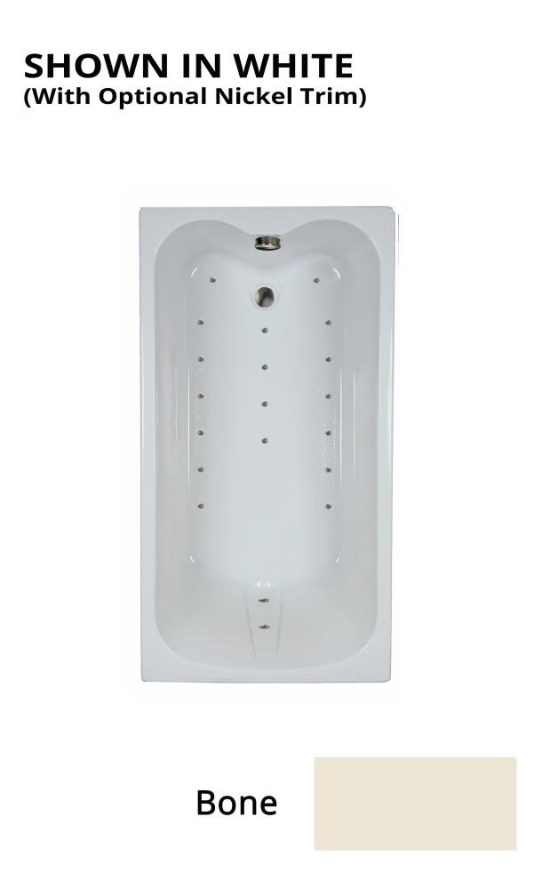 WaterTECH A6032 ULTRA BONE Designer 31.75-in x 59.75-in Bone Acrylic Drop-In Air Bath (Reversible Drain)