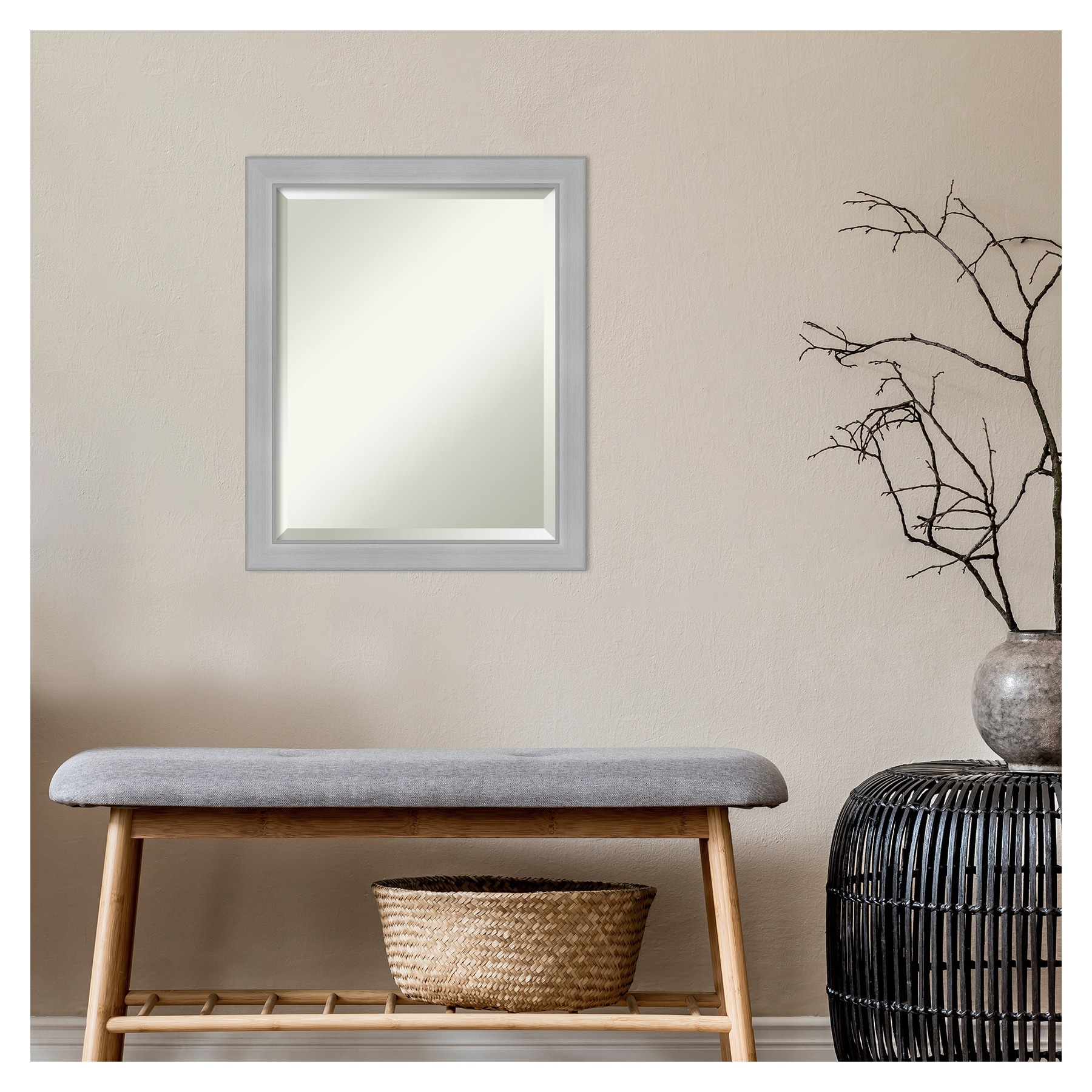 Vista Brushed Nickel 19" x 23" Rectangular Bathroom Vanity Wall Mirror