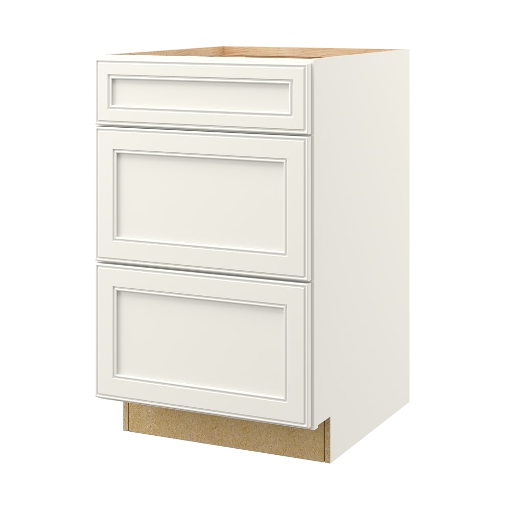 McKeller 21-in W x 34.5-in H x 24-in D Linen 3-Drawers Base Fully Assembled Cabinet (Flat Panel Style) in White | - allen + roth 21210MK