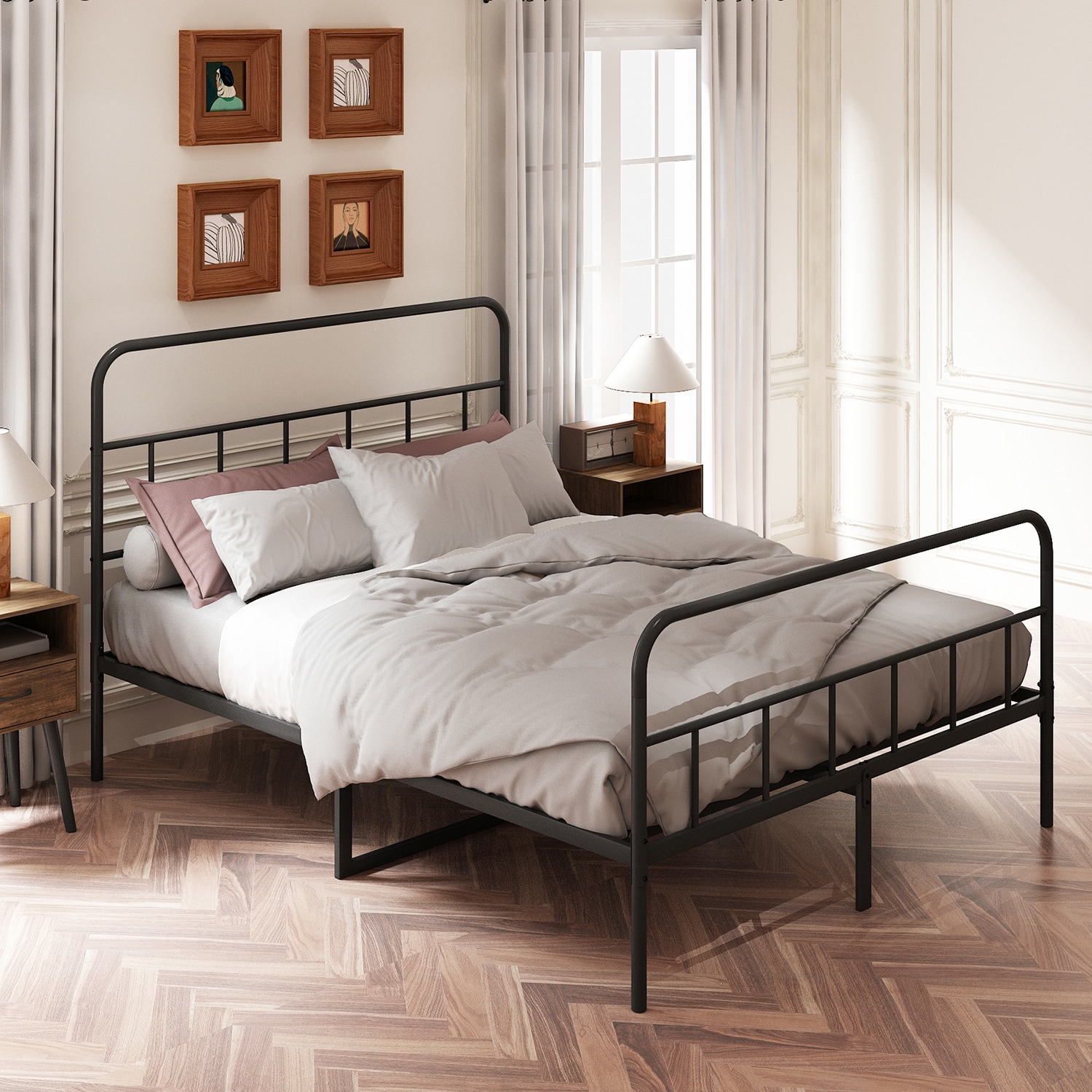 Mondawe MO-HS47731 Black Queen Metal Bed frame Bed