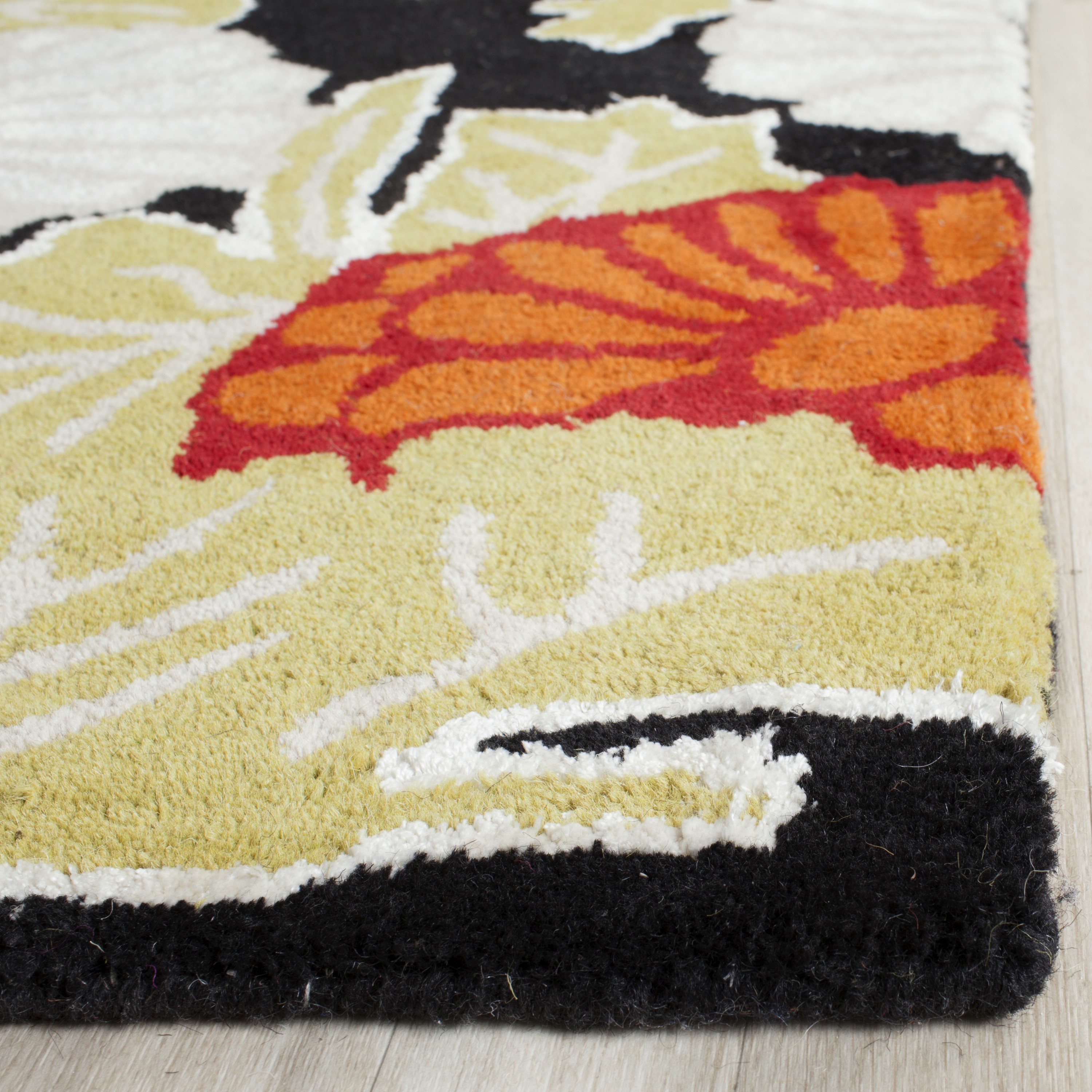 Bella Black and Multicolor Hand-Tufted Wool Area Rug 8' x 10'