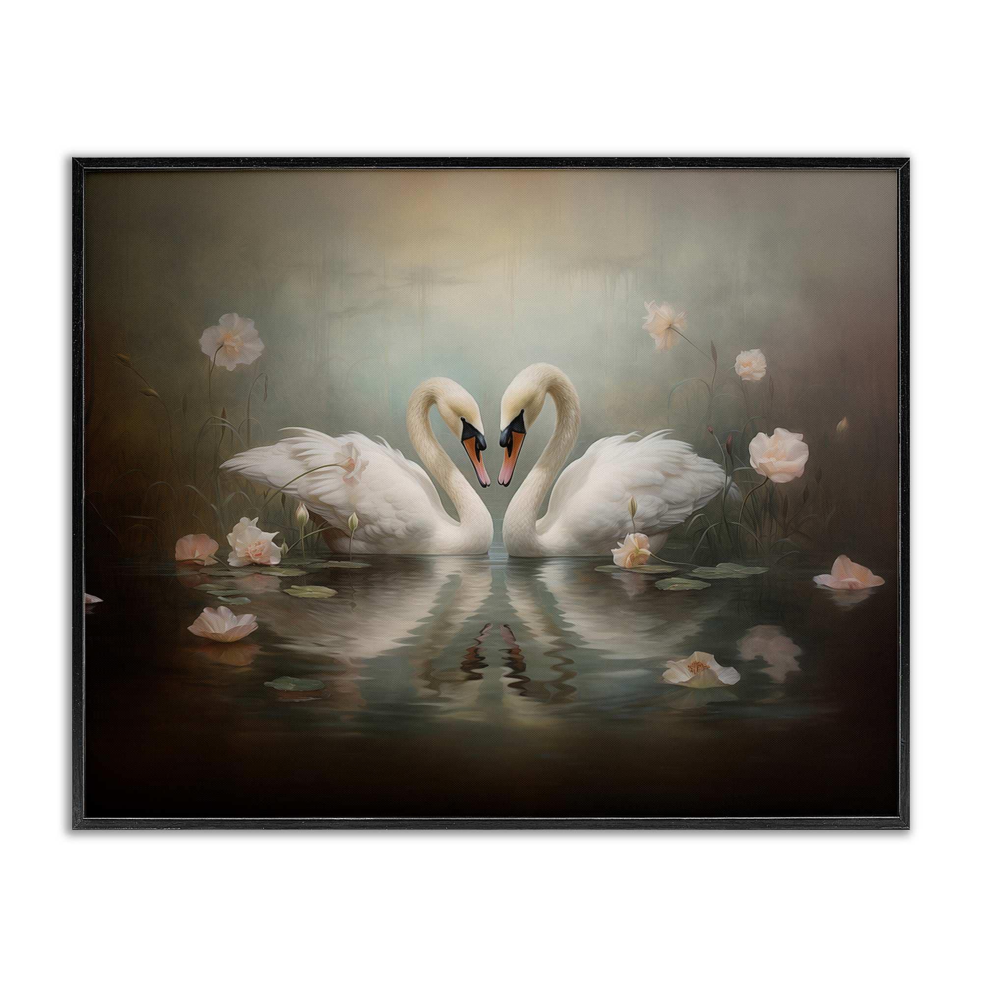 Stupell Industries BT-913-FR-24X30 Romantic Swans Reflection Framed Giclee design by Arlington Prints