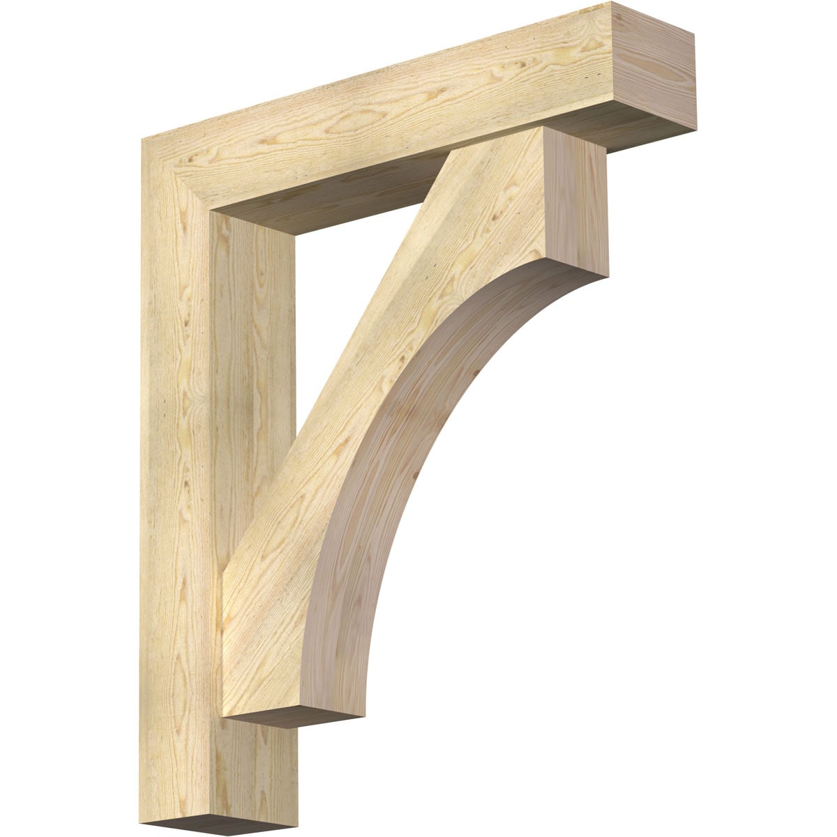 Ekena Millwork 1464600 Westlake Block Rough Sawn Bracket with Offset Brace 8-in x 38-in x 44-in Douglas fir Brown Wood Standard bracket
