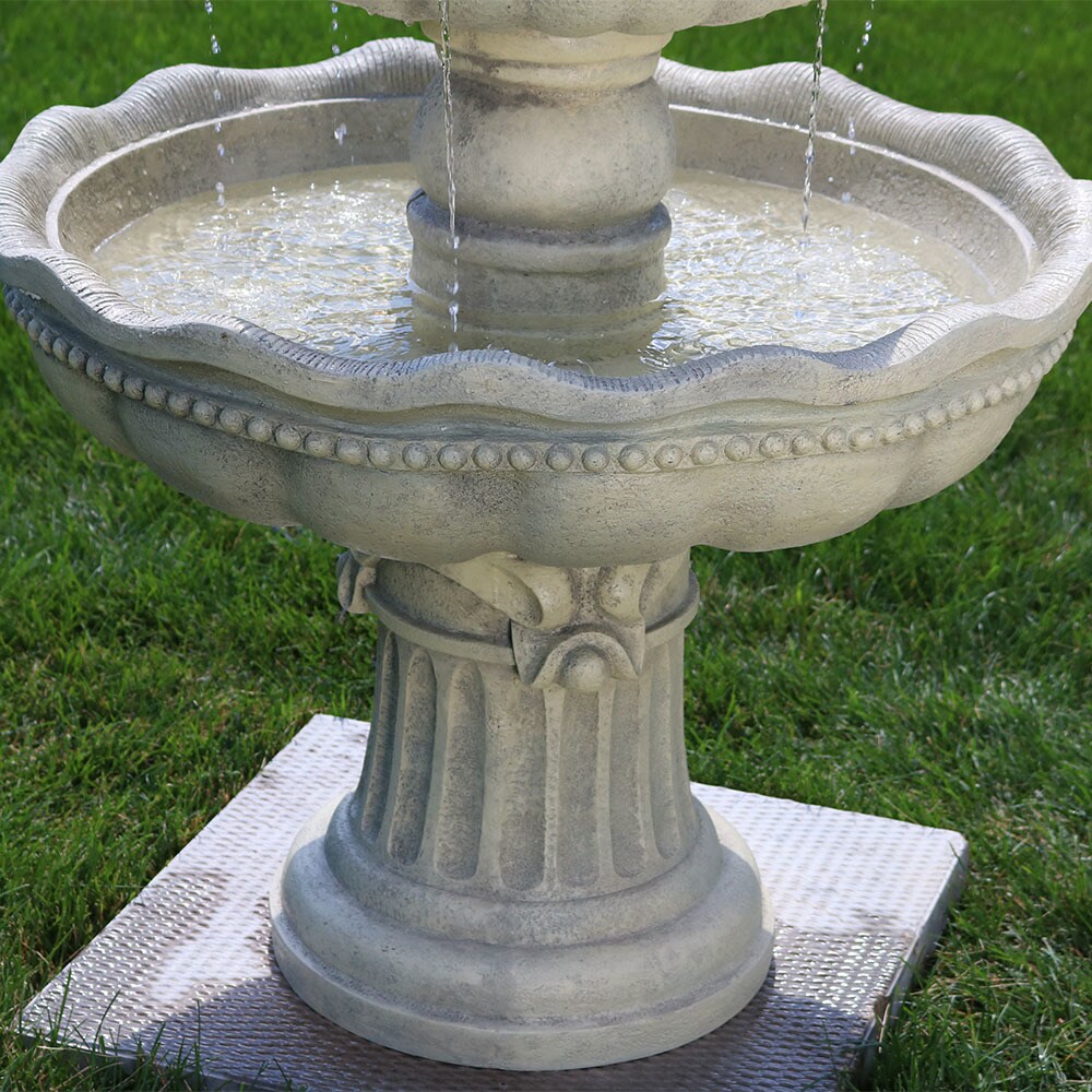 Sunnydaze Decor 51-in H Fiberglass Tiered Fountain Outdoor Fountain in ...