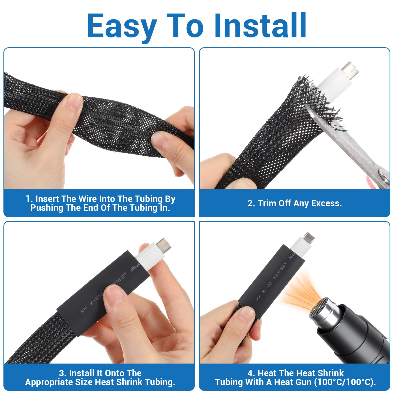 KHKFY Expandable Braided Cable Sleeve Wire Loom PET Wiring Sleeving ...