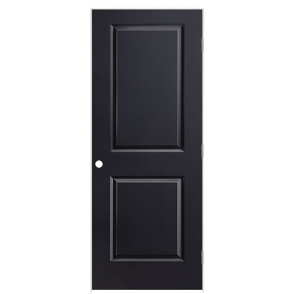 Masonite 1316145 32-in x 80-in Midnight Solid core 2-panel square Left hand Smooth Prefinished Molded composite Flat Jamb Single Prehung Interior Door