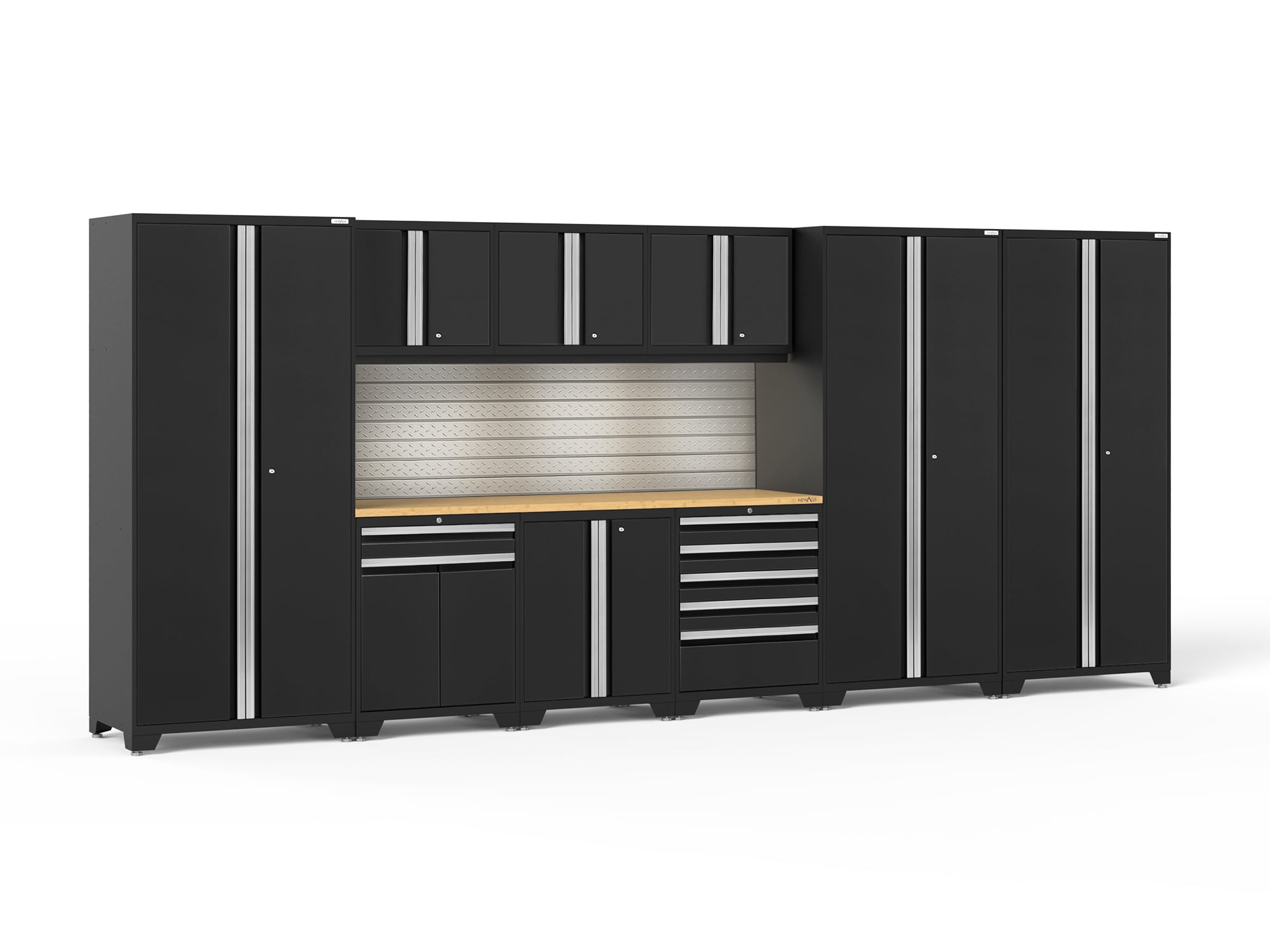 NewAge Products 64229 192-in W x 84.75-in H x 24-in D 9 -Cabinets Steel Black Garage Storage System