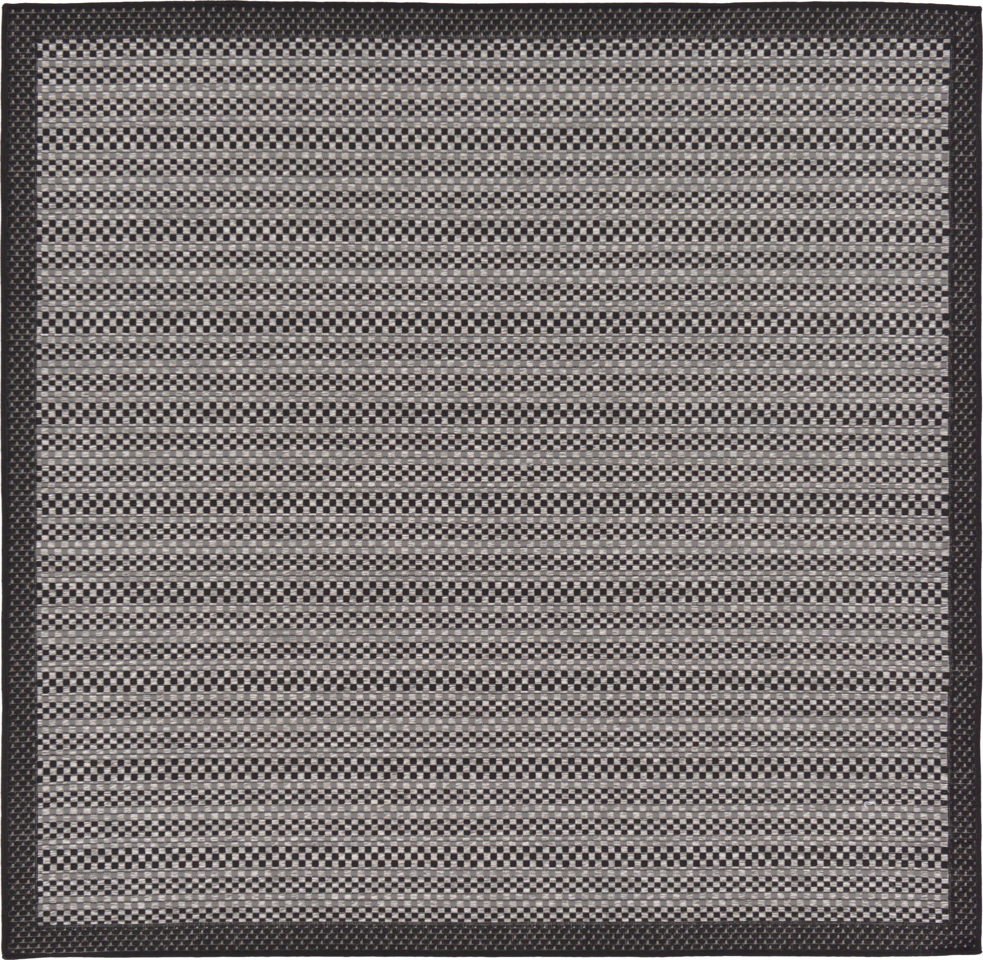 Gray Stripe Synthetic Square Outdoor Rug, 6' x 6'
