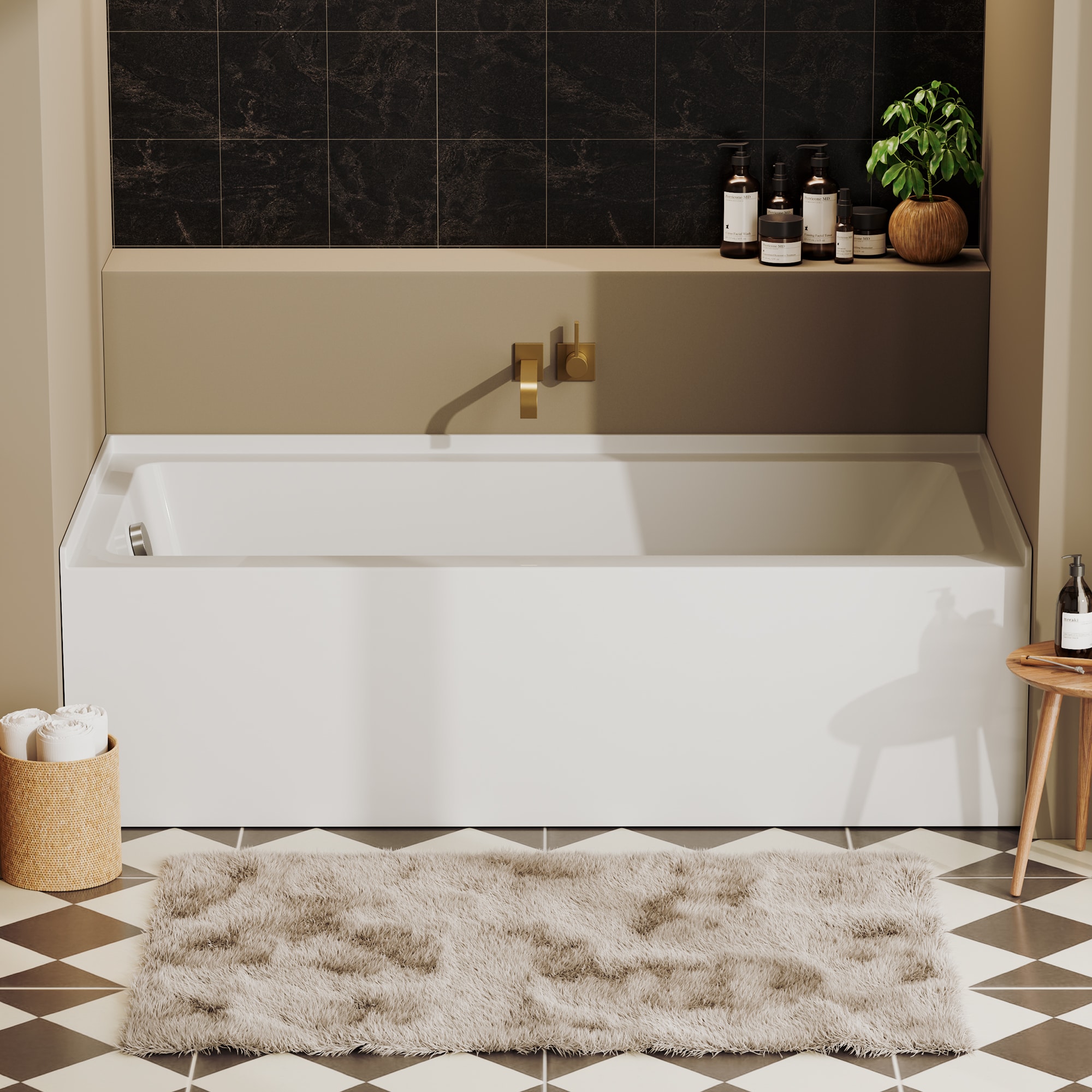 DeerValley Liberty 30-in x 60-in White Acrylic Rectangle Alcove Soaking Bathtub with Drain ( Left Drain )