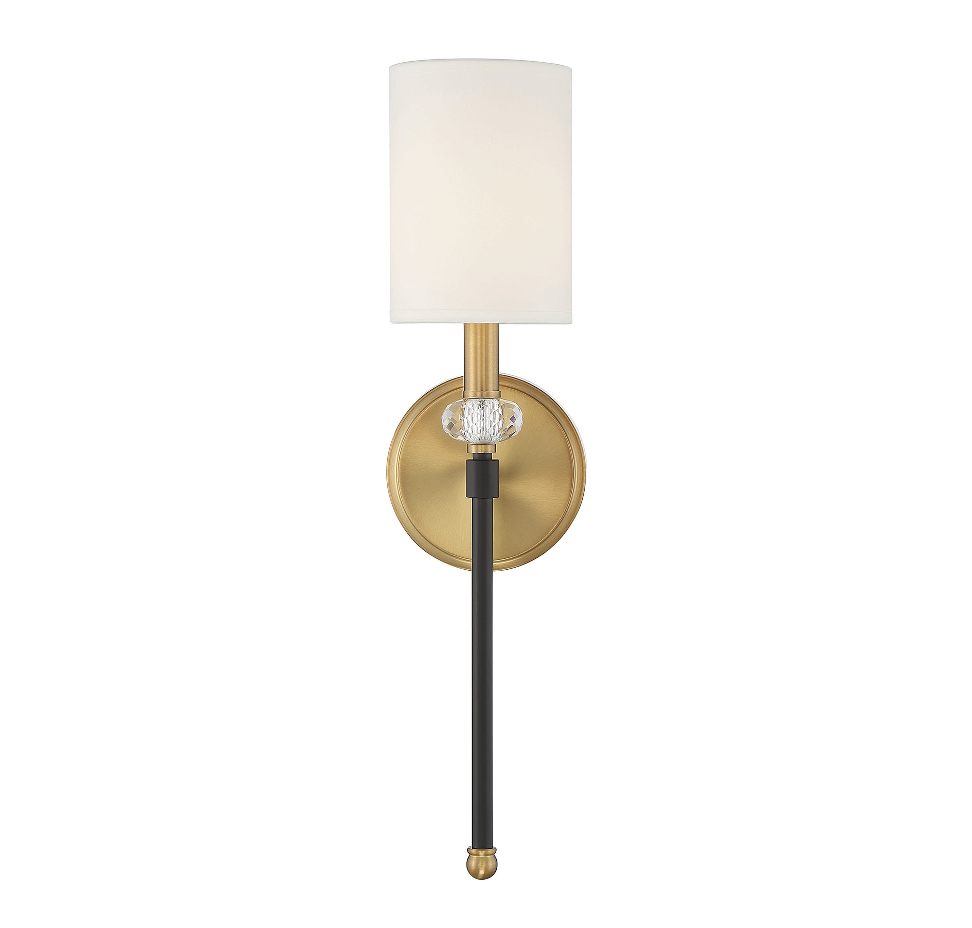 Matte Black and Brass Dimmable Cylinder Sconce