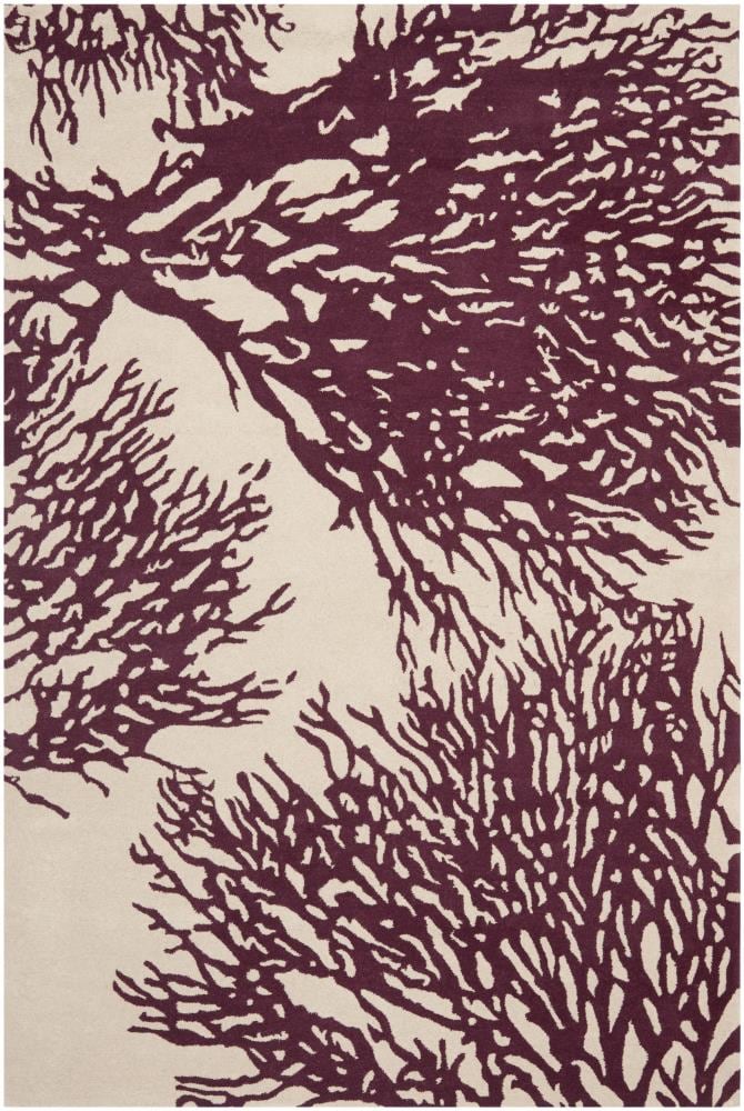 Safavieh BEL115A-4 Bella Sprigs 4 x 6 (ft) Tufted Wool Beige/Purple Rectangular Indoor Floral/Botanical Area rug