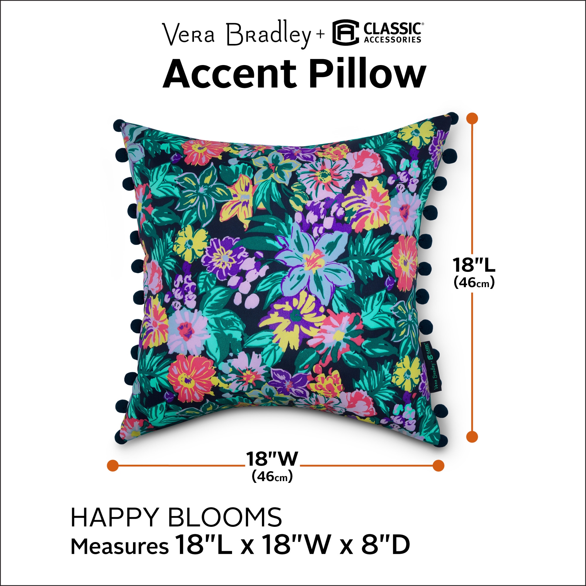 Happy Blooms Water-Resistant Square Outdoor Throw Pillows, Set of 2