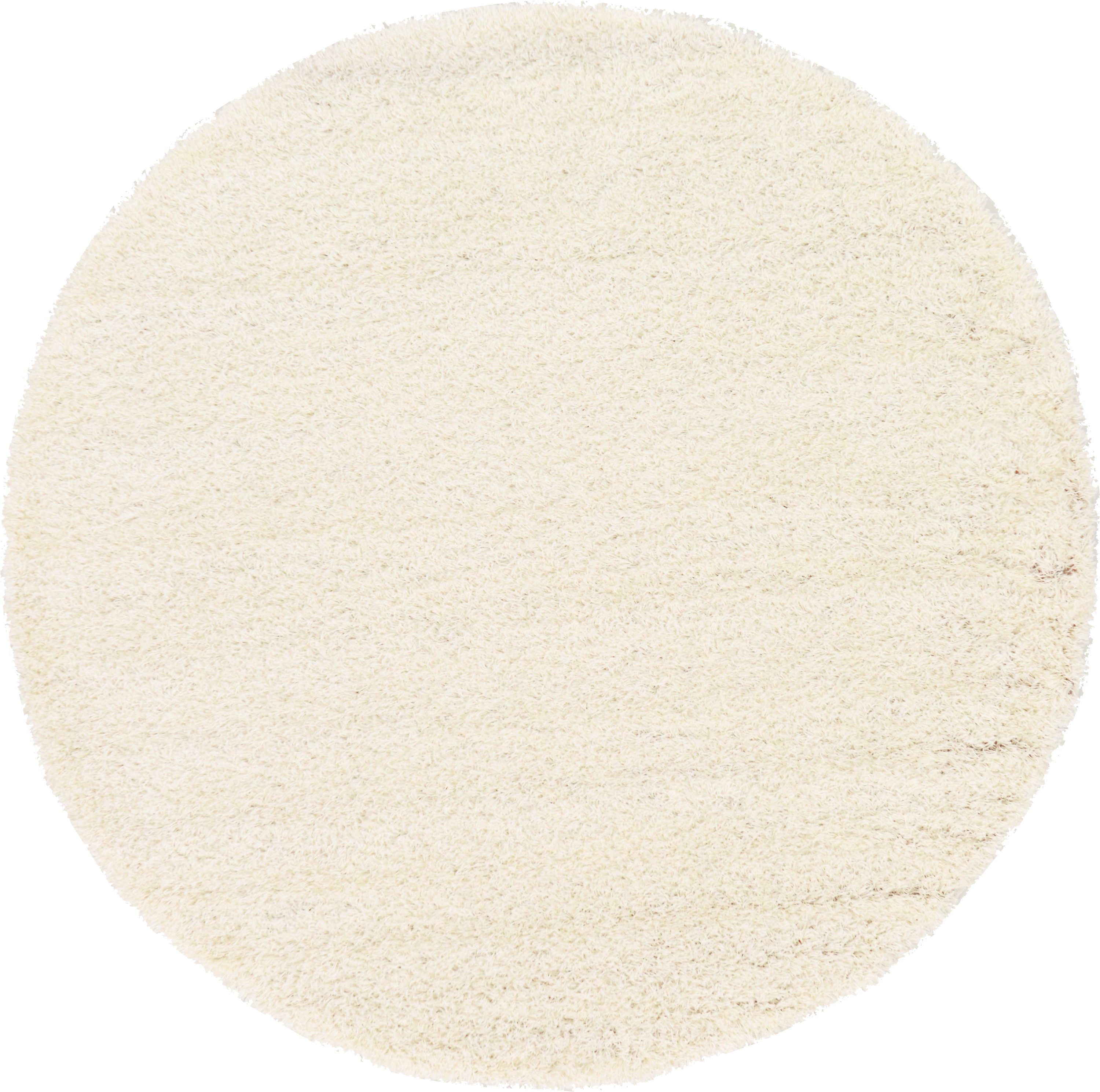 Snow White Round Shag Rug, 6' Easy Care Synthetic