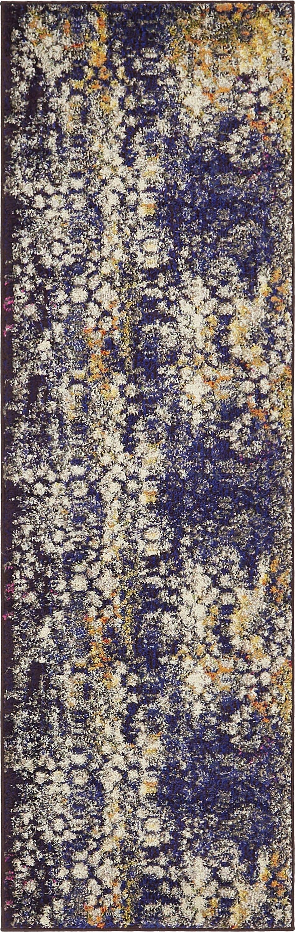 Unique Loom 3141281 Pollock Vita 2 x 6 (ft) Loomed Polypropylene Navy Blue/Ivory Rectangular Indoor Abstract Bohemian/Eclectic Runner rug