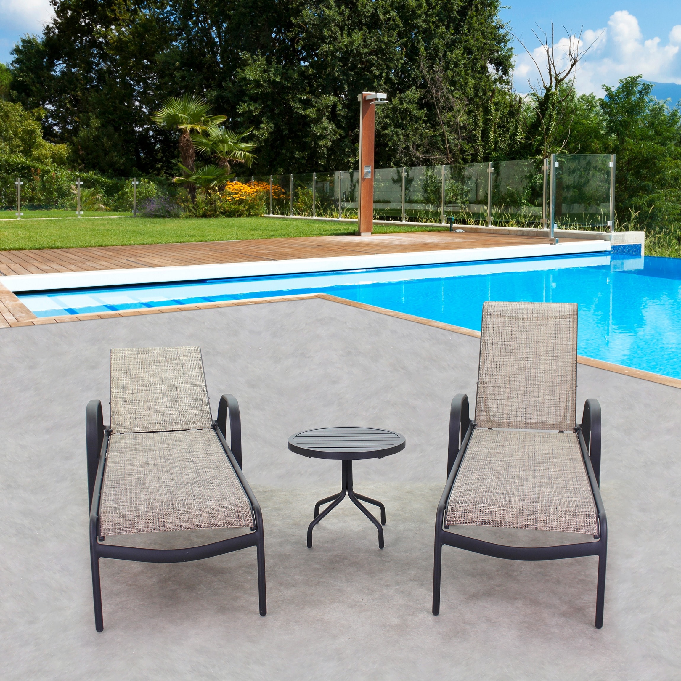 Courtyard Casual 5679 Santa Fe - Java 3 -Piece Patio Conversation Set with Brown