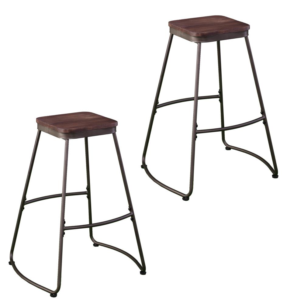 Boston Loft Furnishings ATG6392BC Codia 2 -Set Matte gunmetal and dark distressed pine 30.0-in H Bar height Metal Bar Stool