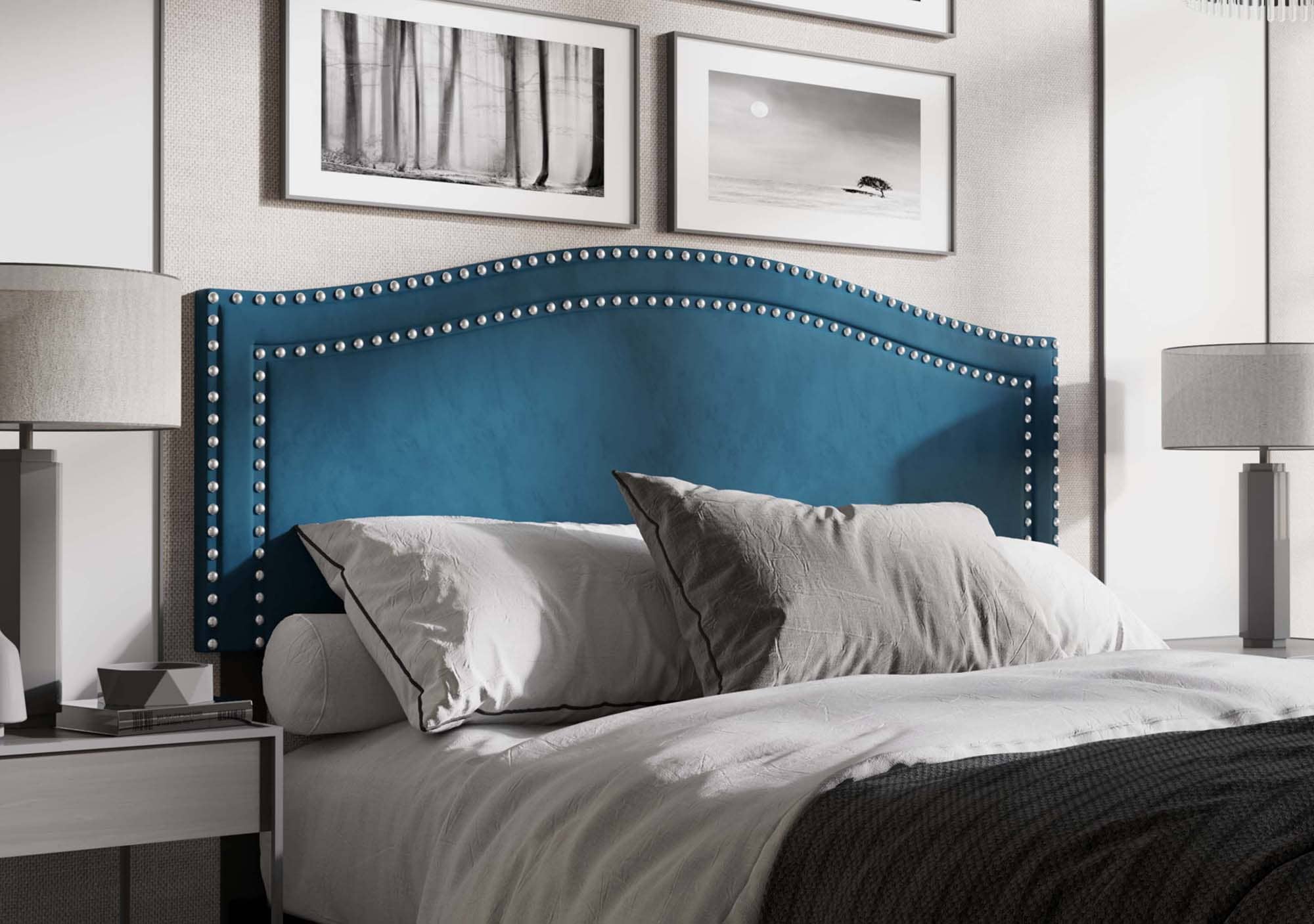 CasePiece C8374TUHB-NBL-VV Navy Blue Twin Velvet Upholstered Headboard