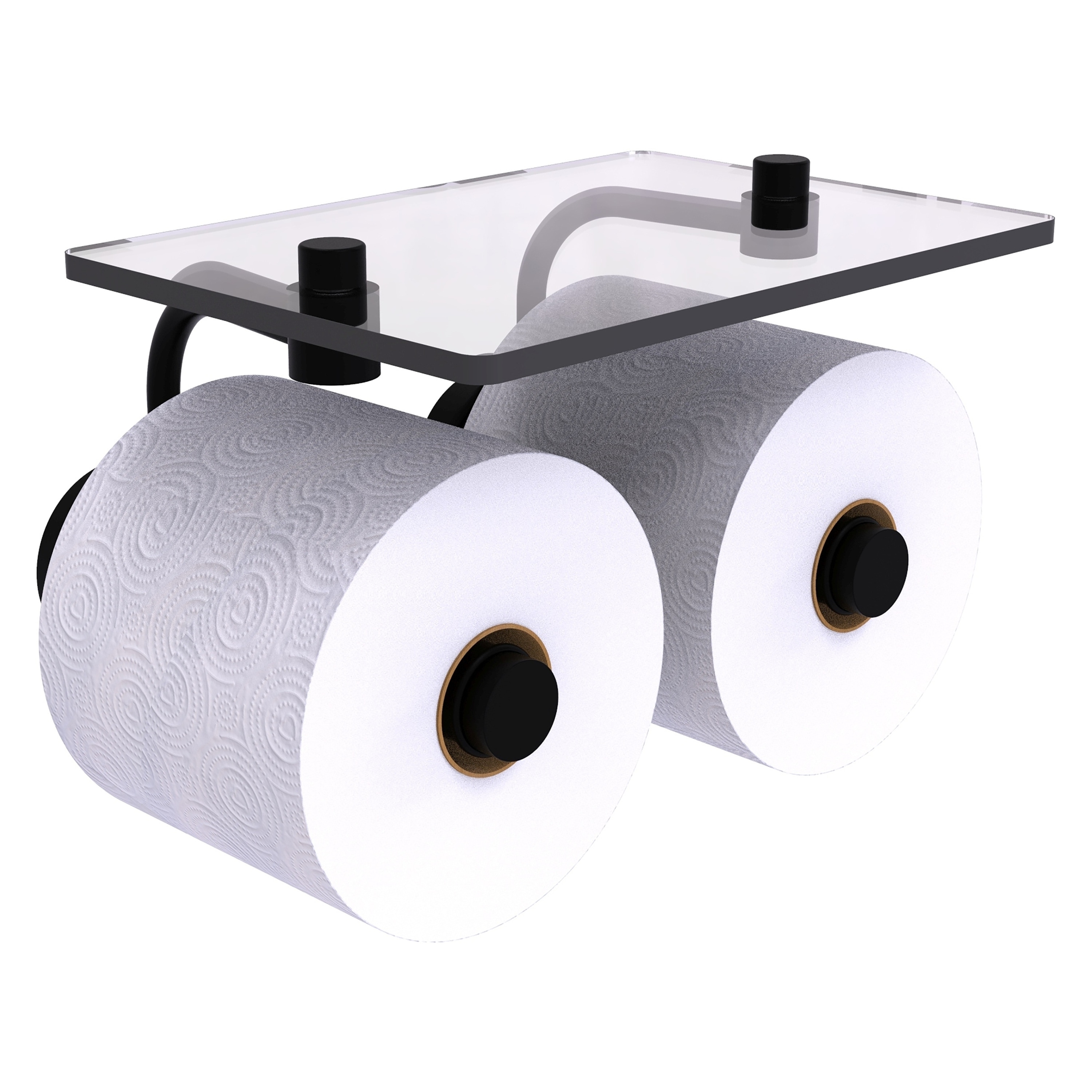 Allied Brass WP-24-2S-BKM Waverly Place Matte Black Wall mount Double post Toilet Paper Holder 2 -Rolls with Storage