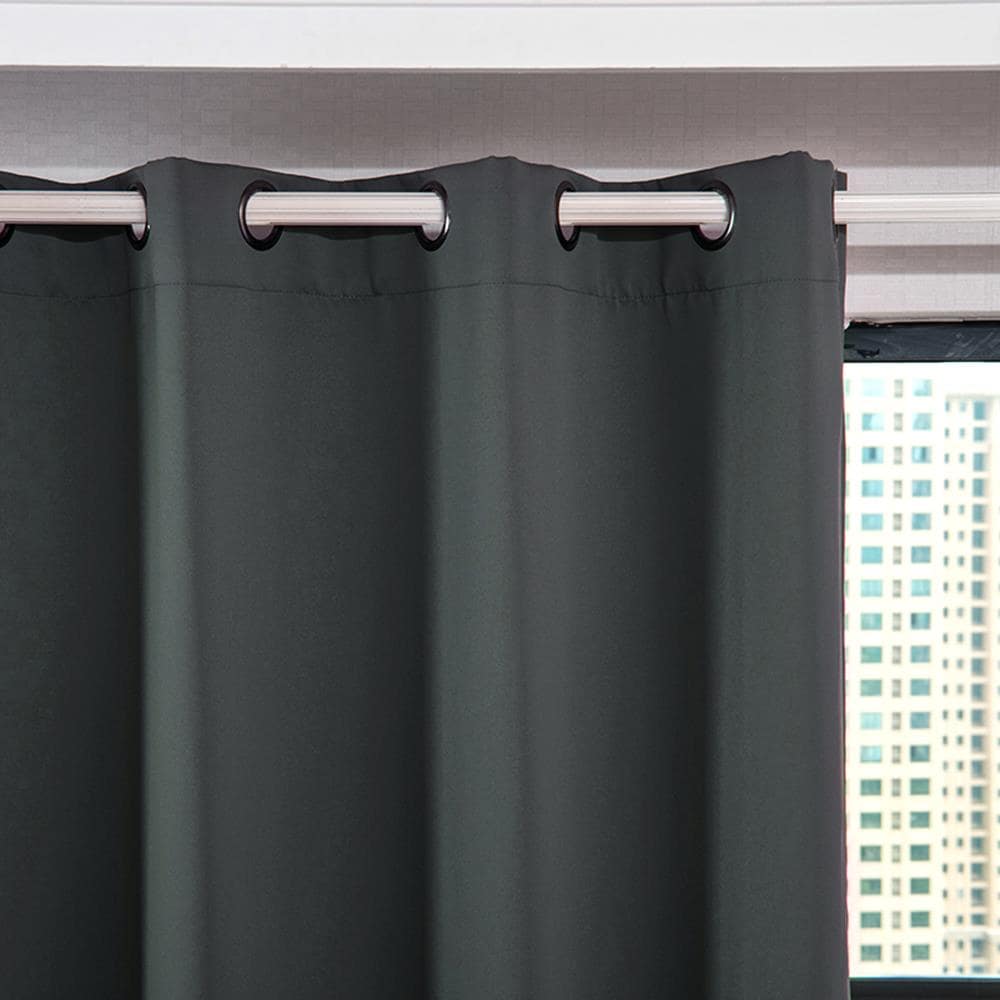 Elegant Home Fashions Delphi 96-in Smoke Grey Polyester Blackout Thermal Lined Curtain Panel Pair