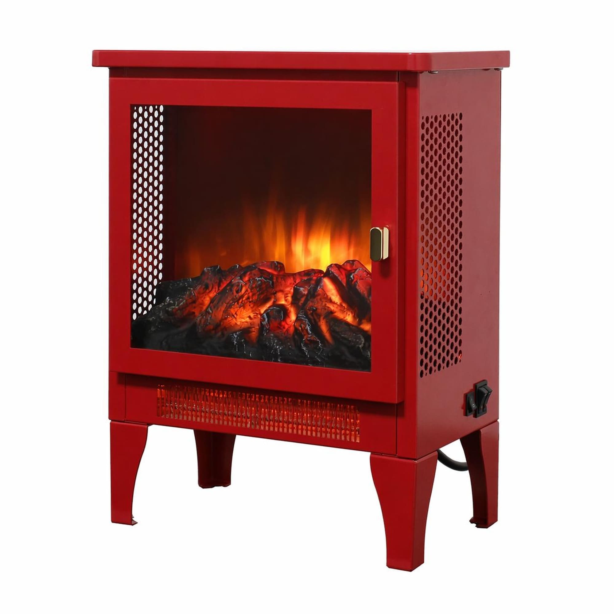 TEINIE 18-Inch Freestanding Electric Fireplace Stove Heater with 3D Flame Effect