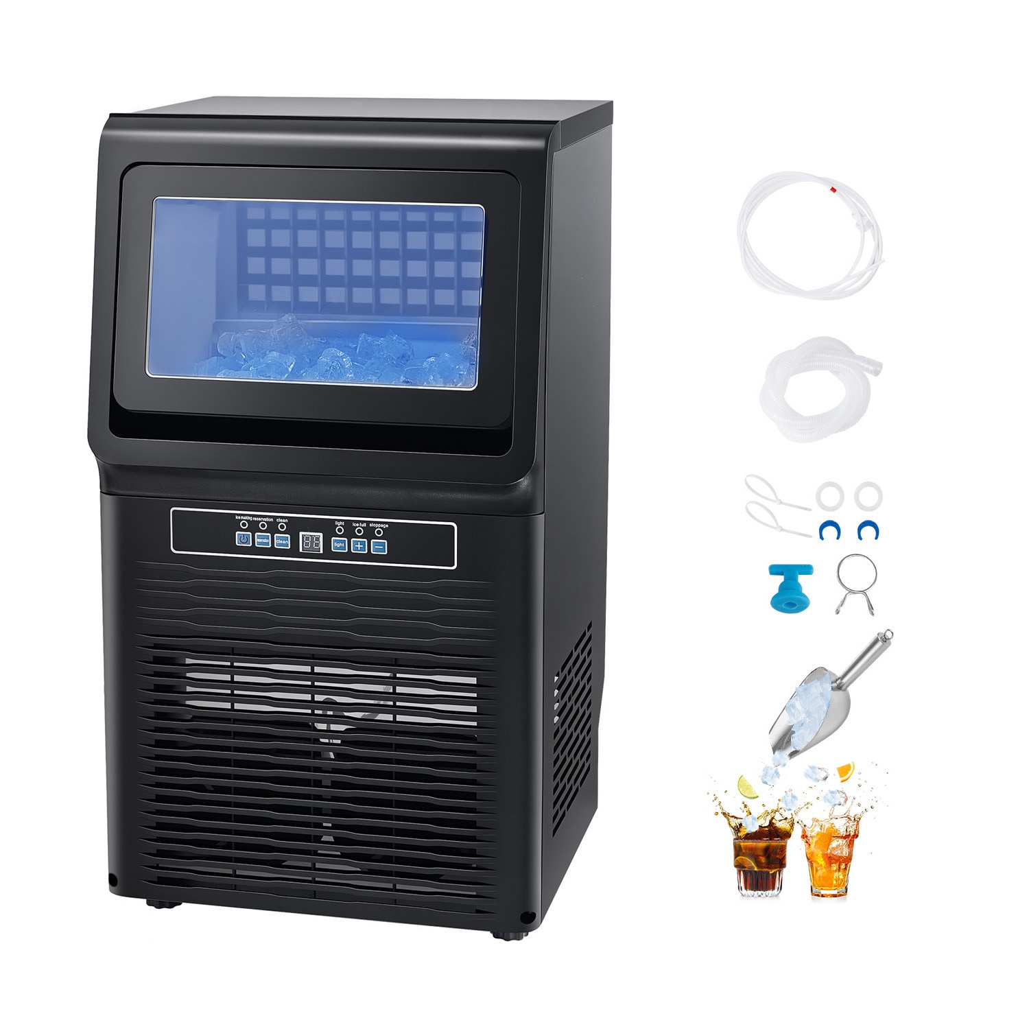 VEVOR KZJ720JKDHLS00001V1 12 LBS Storage Ice Maker 80-lb Ice Per day Cubed Ice Maker ( Galvanized Sheet + ABS + PP )